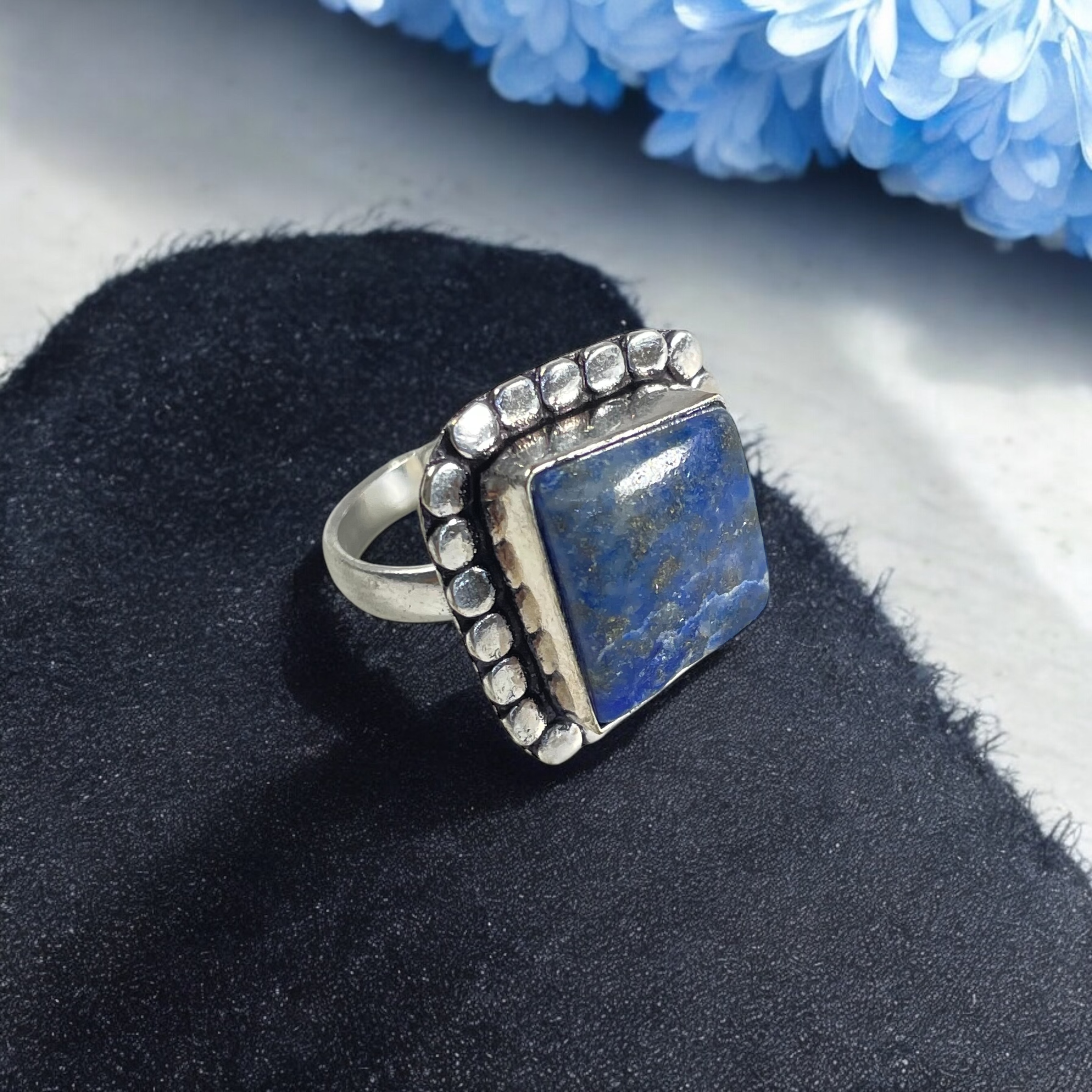 Lapis Lazuli Crystal Ring Natural Made With Original Crystal Stone for Men Women Boy Girl Unisex Brand :- Rocksmins