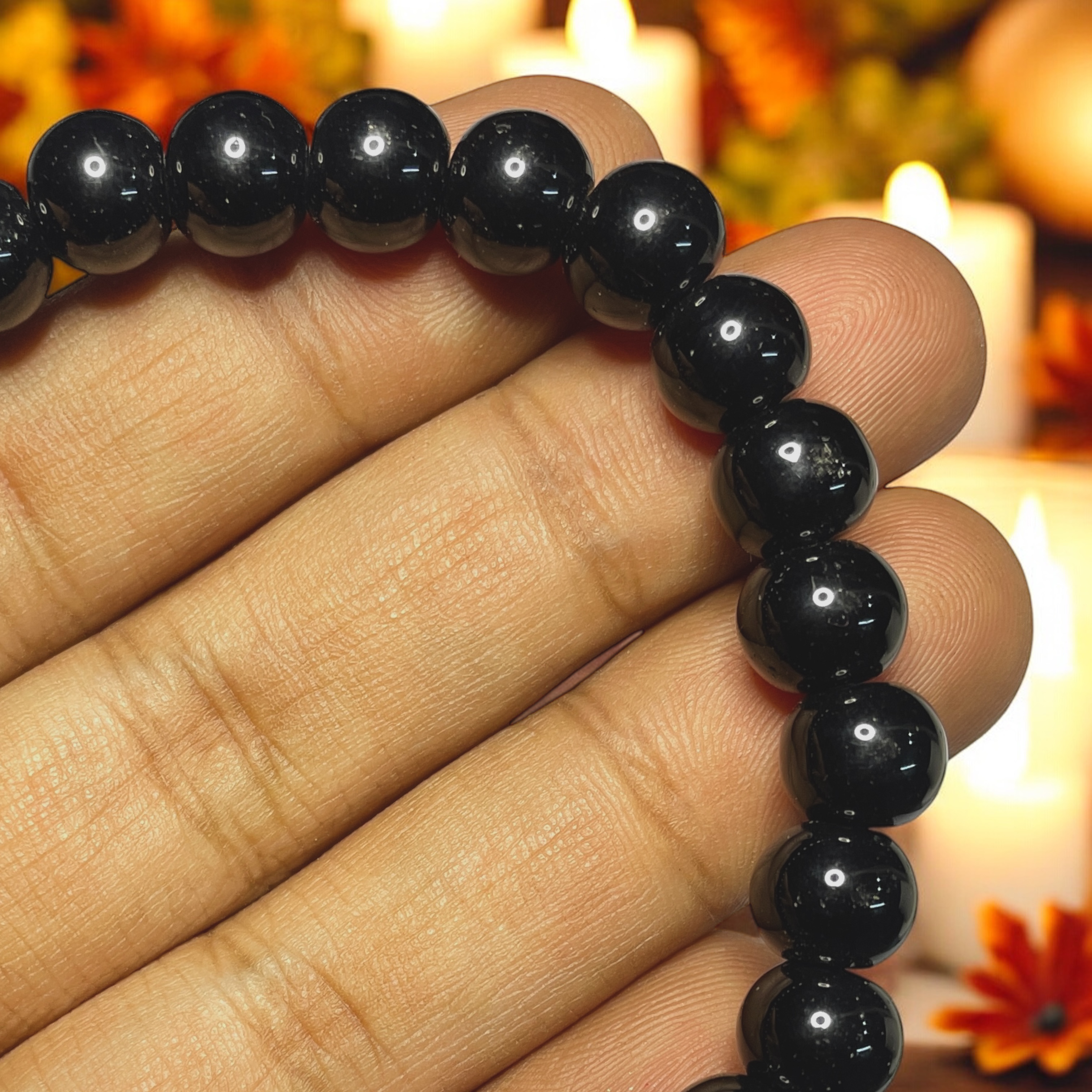 Obsidian Black Bracelet Natural Original Crystal Certified Real Stone Stylish for Men Women Boy Girl Unisex 8mm Beads Stretchable Brand : Rocksmins