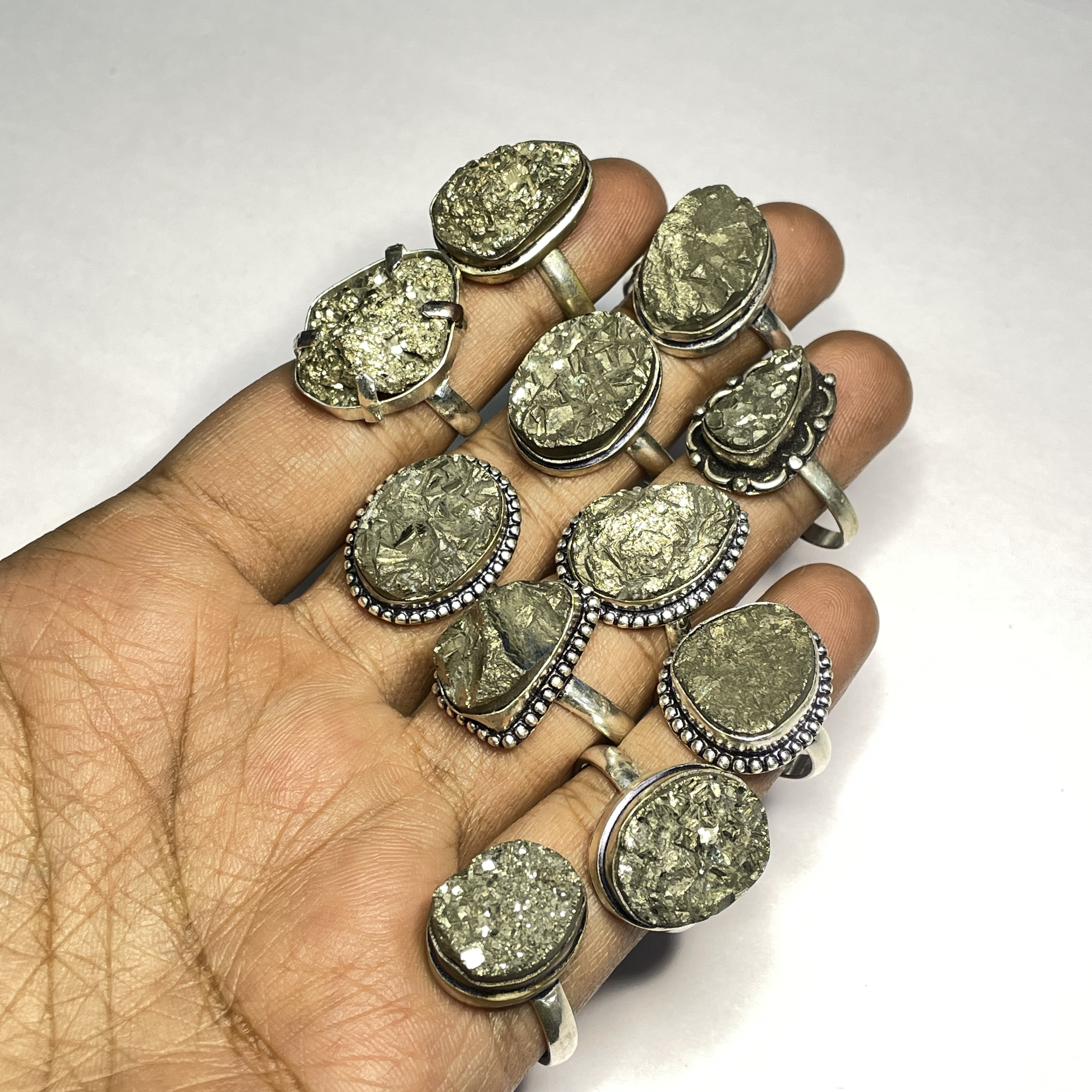 Pyrite Ring Natural Made With Original Crystal Stone for Men Women Boy Girl Unisex Brand :- Rocksmins