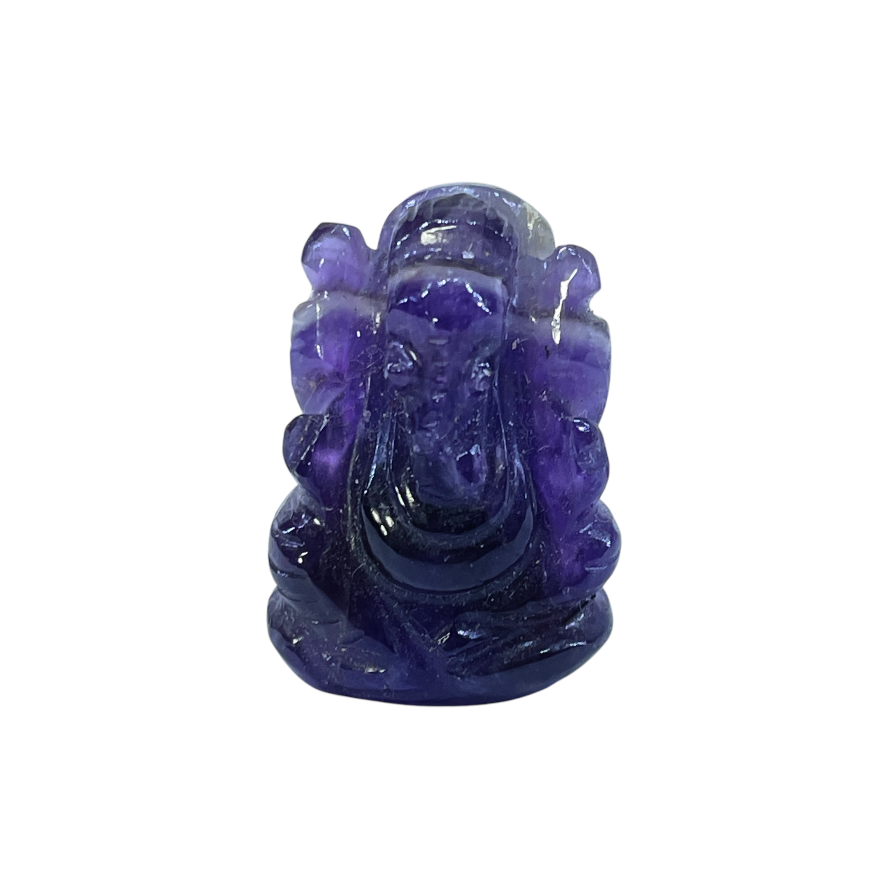 Amethyst 1 Inch Natural Crystal Ganesh Idol – Pocket Figurine for Healing, Meditation & Chakra Balance – Rocksmins