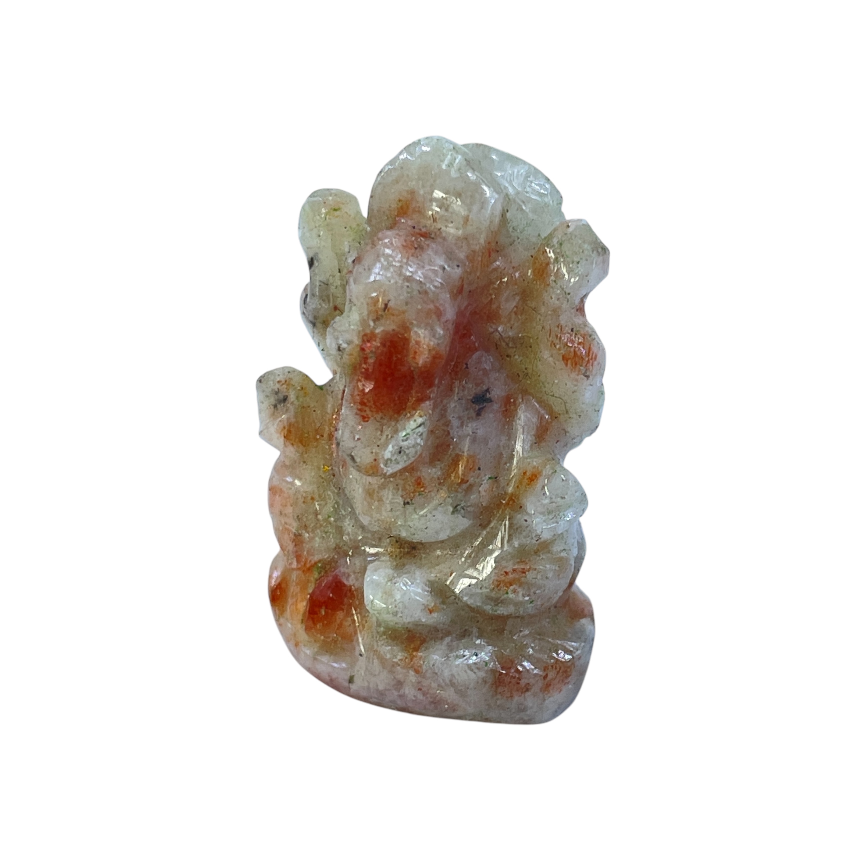 Sunstone 1 Inch Natural Crystal Ganesh Idol – Pocket Figurine for Healing, Meditation & Chakra Balance – Rocksmins
