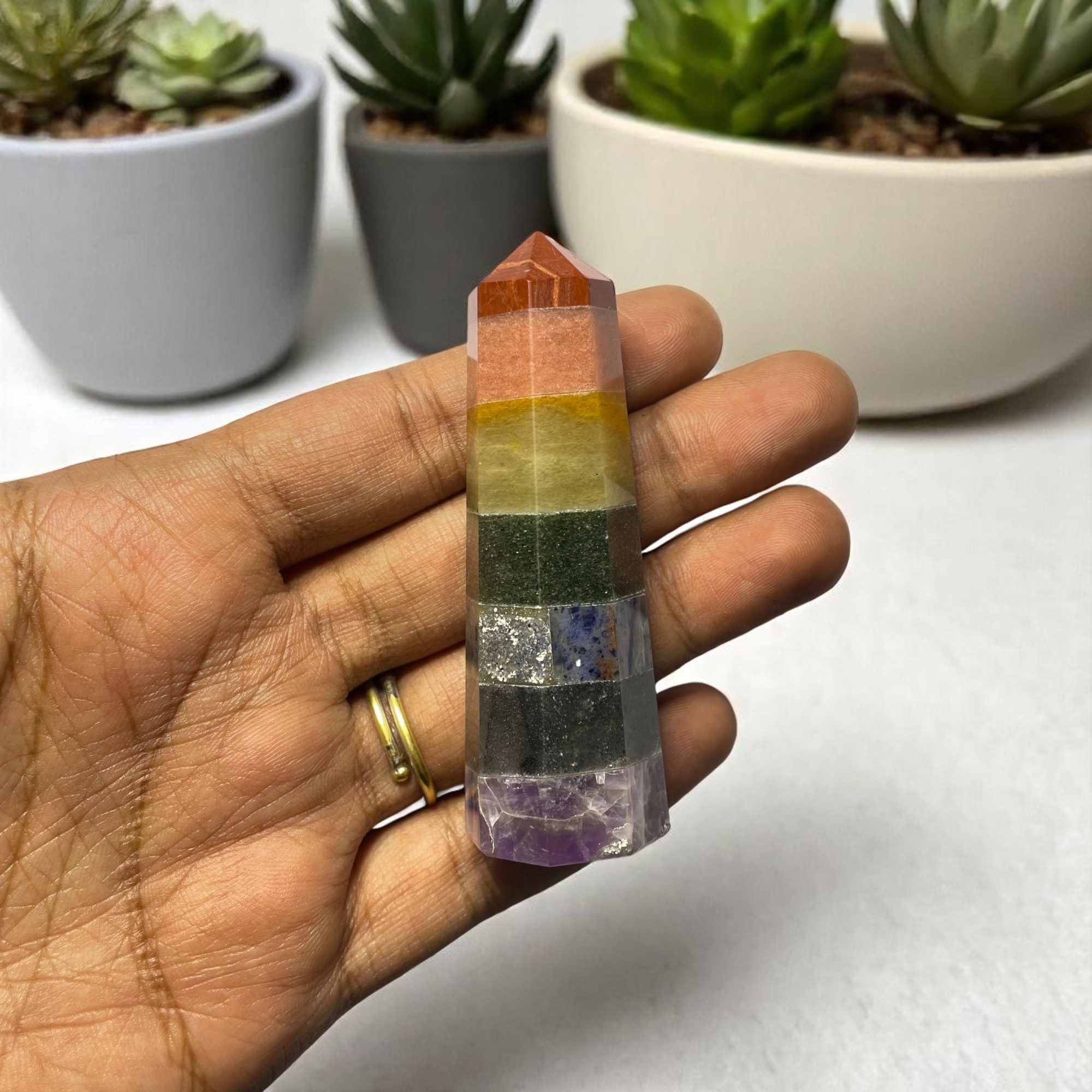 7 Chakra Wands for Crystal Healing, Crystal Therapy, Meditation, Chakra Balancing Unisex Men Women Brand : Rocksmins