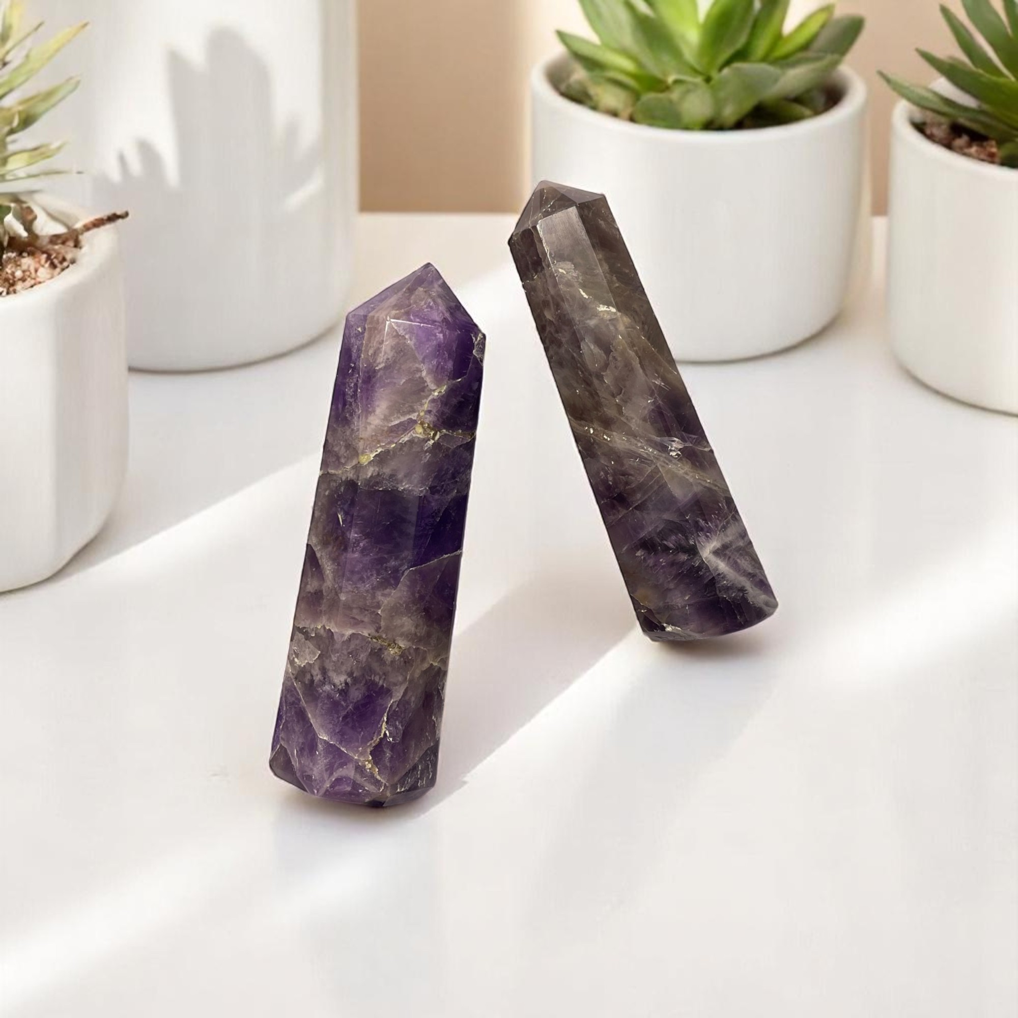 Amethyst Wands for Crystal Healing, Crystal Therapy, Meditation, Chakra Balancing Unisex Men Women Brand : Rocksmins