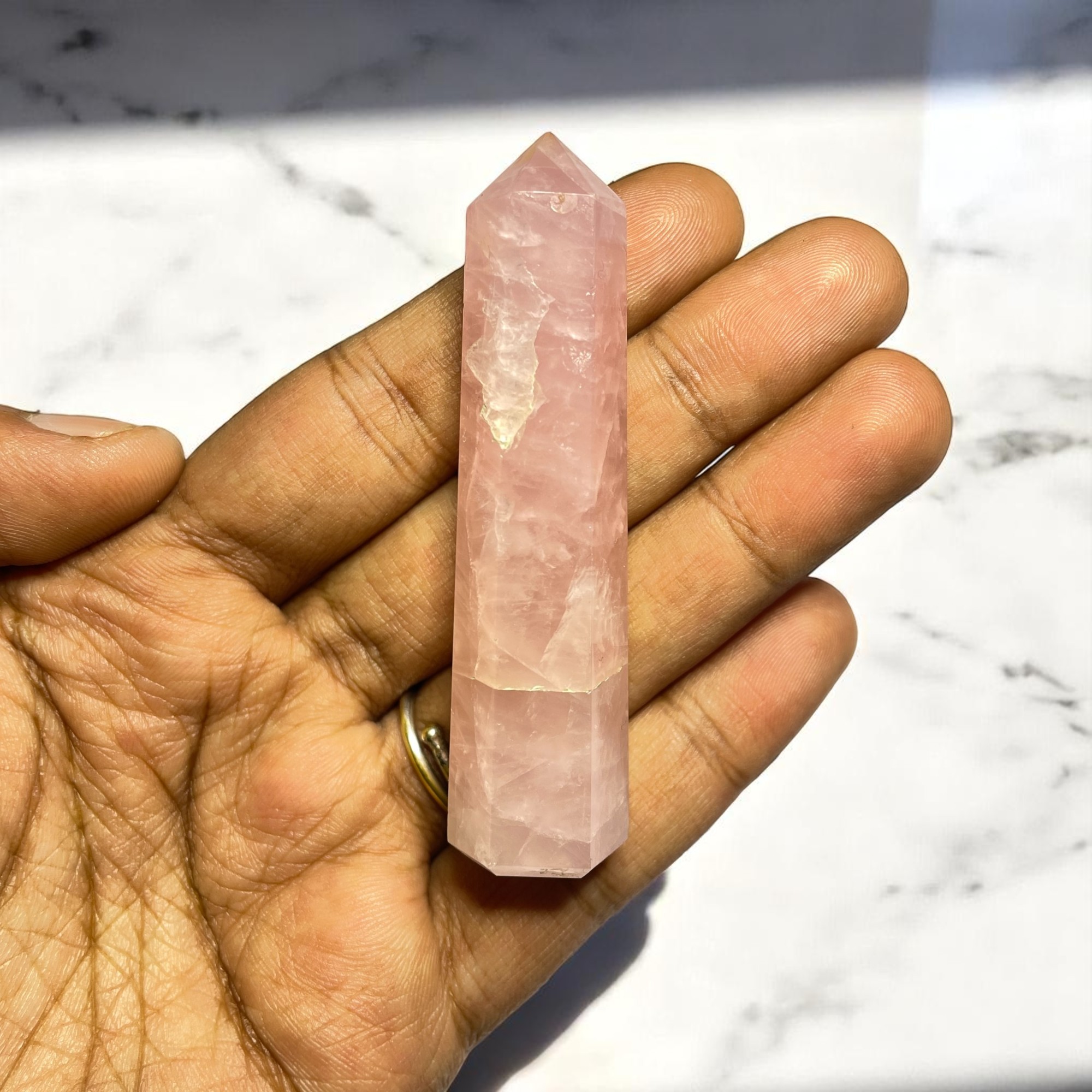 Rose Quartz Wands for Crystal Healing, Crystal Therapy, Meditation, Chakra Balancing Unisex Men Women Brand : Rocksmins
