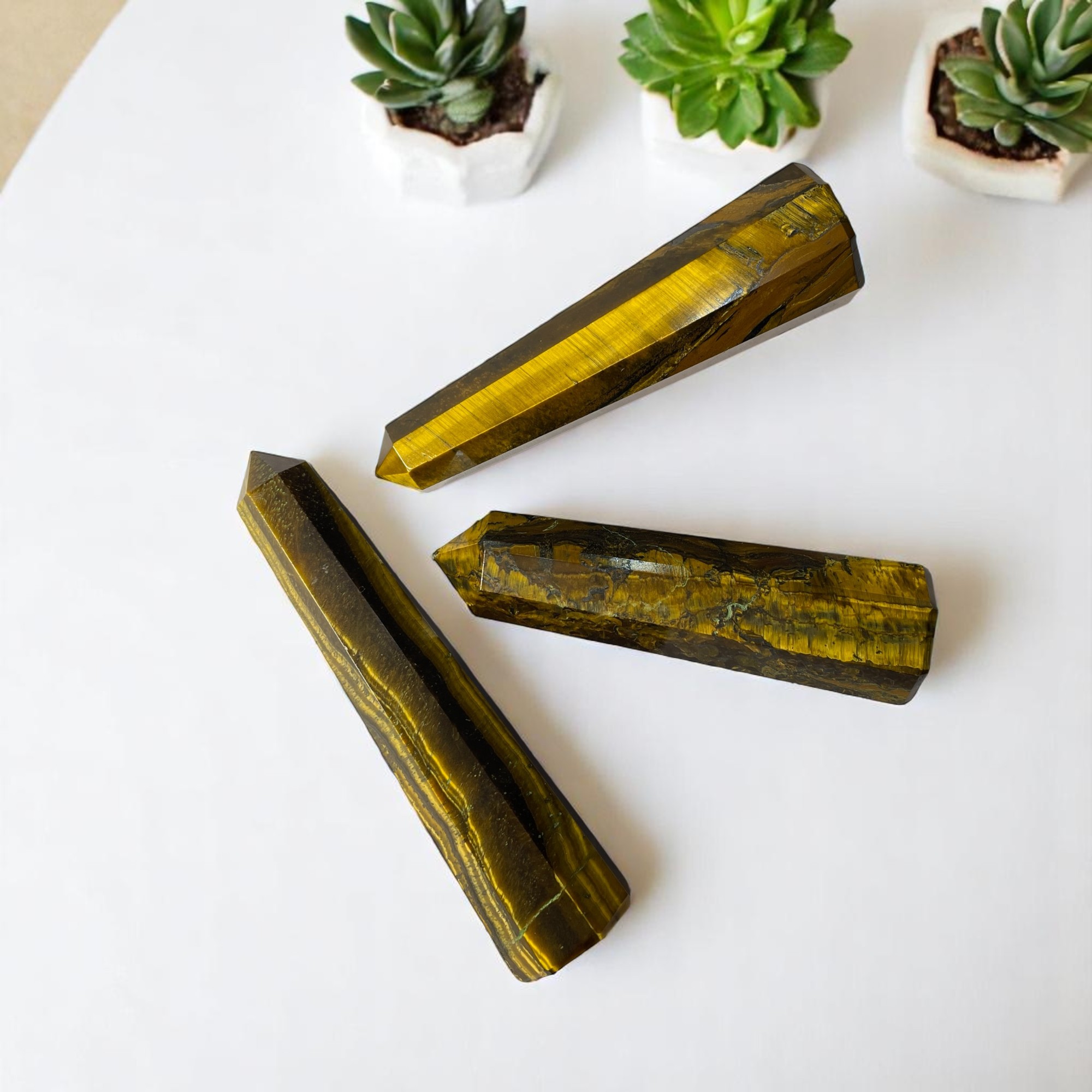 Tiger's Eye Wands for Crystal Healing, Crystal Therapy, Meditation, Chakra Balancing Unisex Men Women Brand : Rocksmins