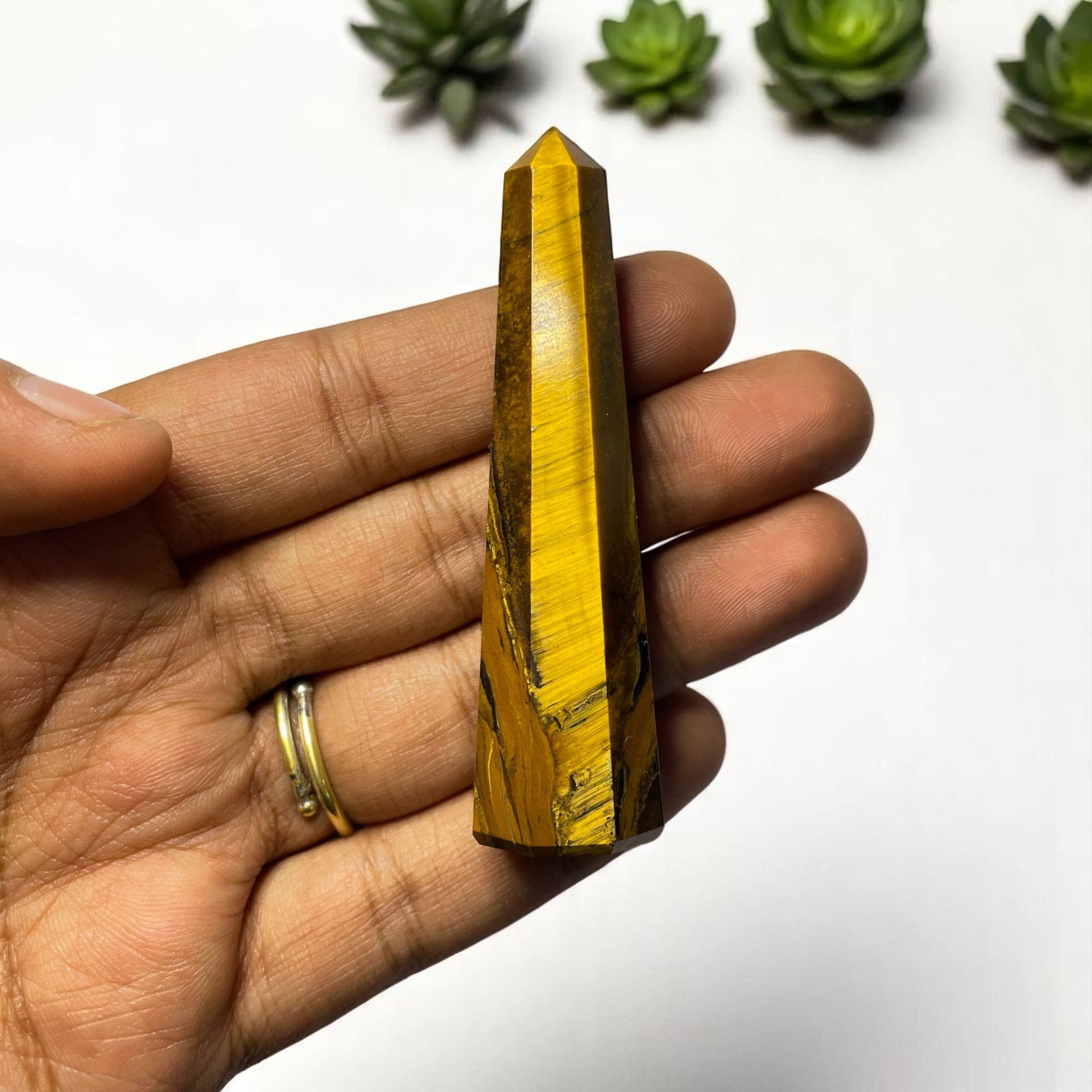 Tiger's Eye Wands for Crystal Healing, Crystal Therapy, Meditation, Chakra Balancing Unisex Men Women Brand : Rocksmins