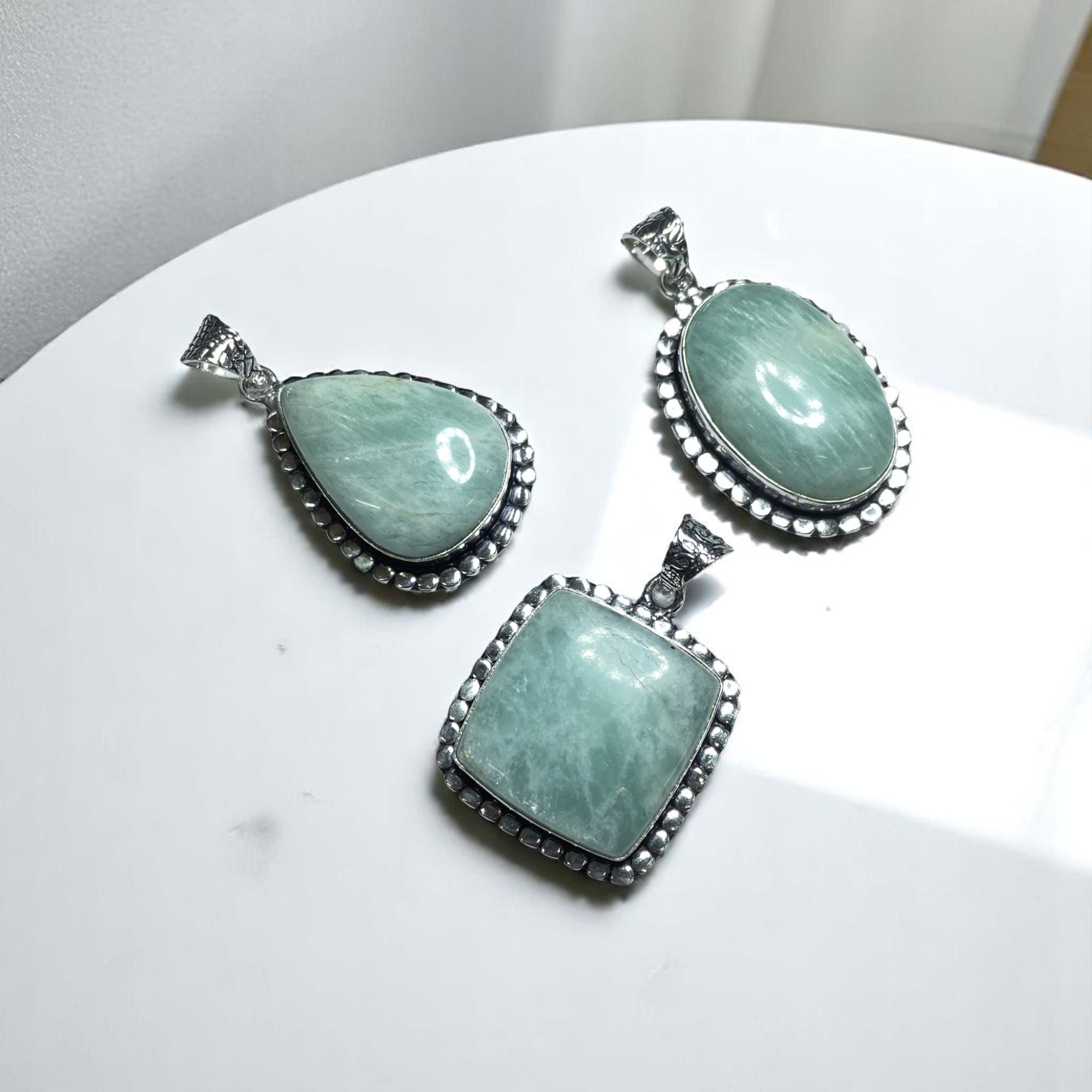 Amazonite Crystal Pendant Discover the Power of Natural Crystals with Rocksmins: Elegantly Crafted Crystal Pendant Infused with Authentic Energies for Enhanced Well-Being and Spiritual Growth