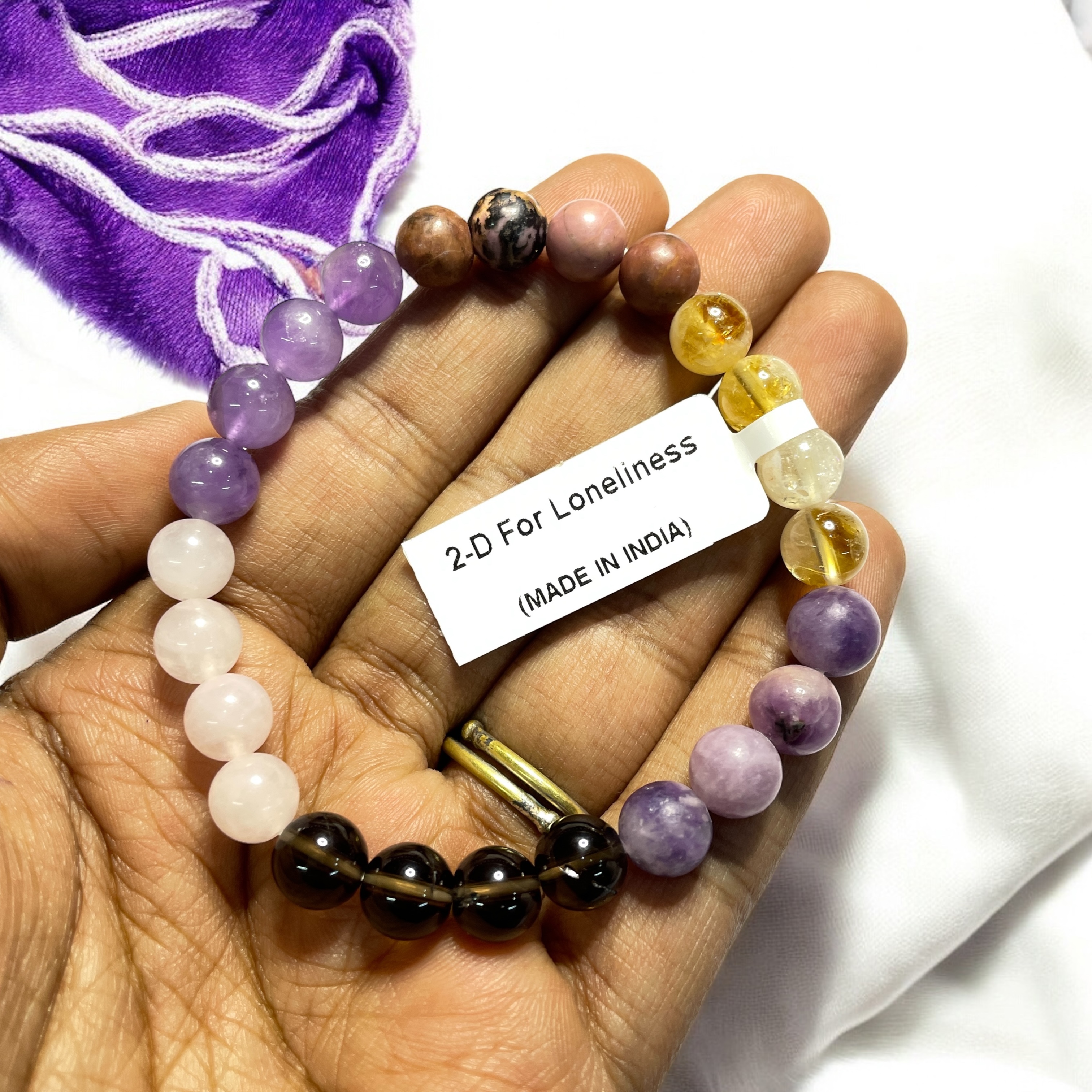 For Loneliness Remedies & Intentions Bracelet Natural Made With Original Crystal Stone for Men Women Boy Girl Unisex 8mm Beads Stretchable Brand :- Rocksmins