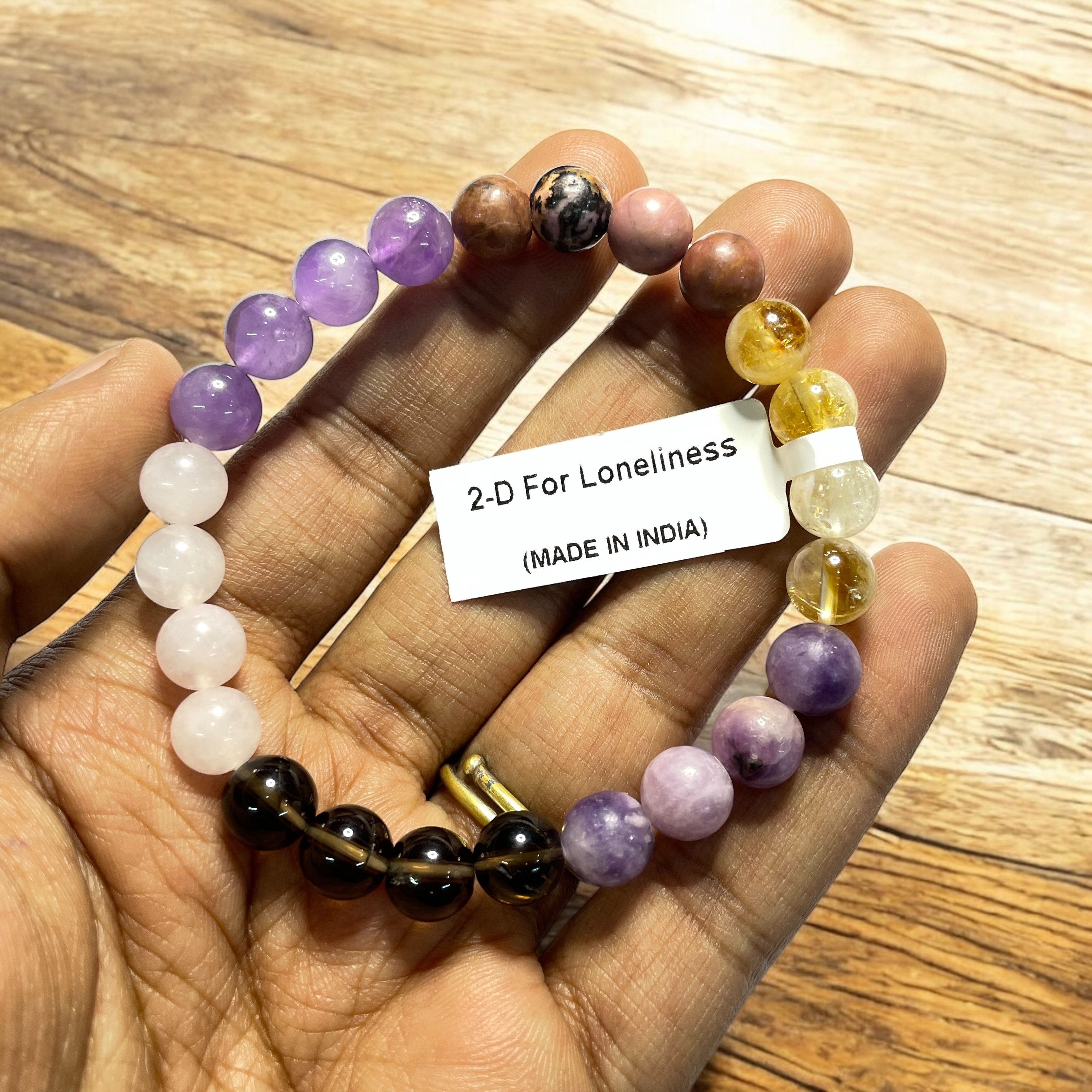 For Loneliness Remedies & Intentions Bracelet Natural Made With Original Crystal Stone for Men Women Boy Girl Unisex 8mm Beads Stretchable Brand :- Rocksmins