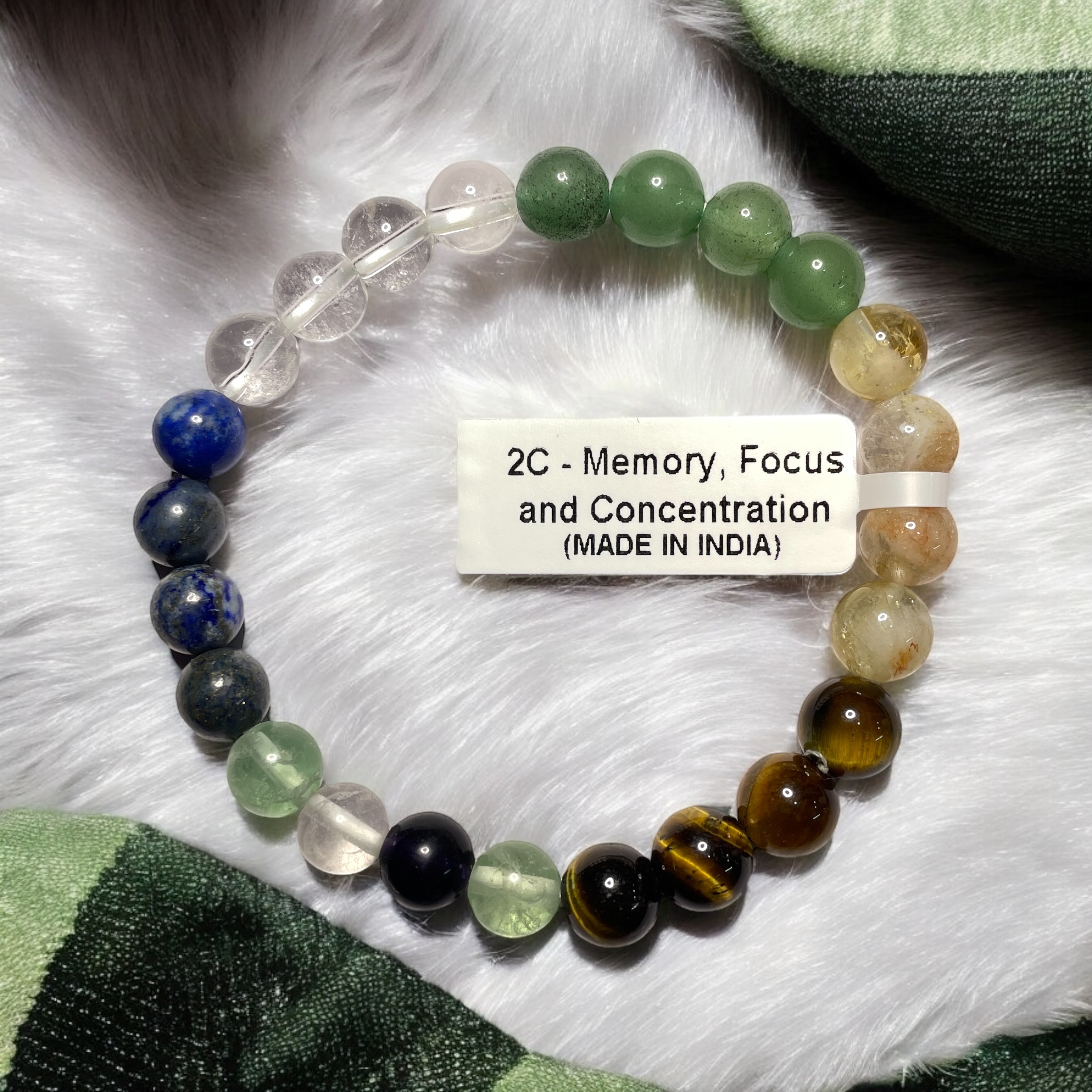 Memory, focus and concentration Remedies & Intentions Bracelet Natural Made With Original Crystal Stone for Men Women Boy Girl Unisex 8mm Beads Stretchable Brand :- Rocksmins