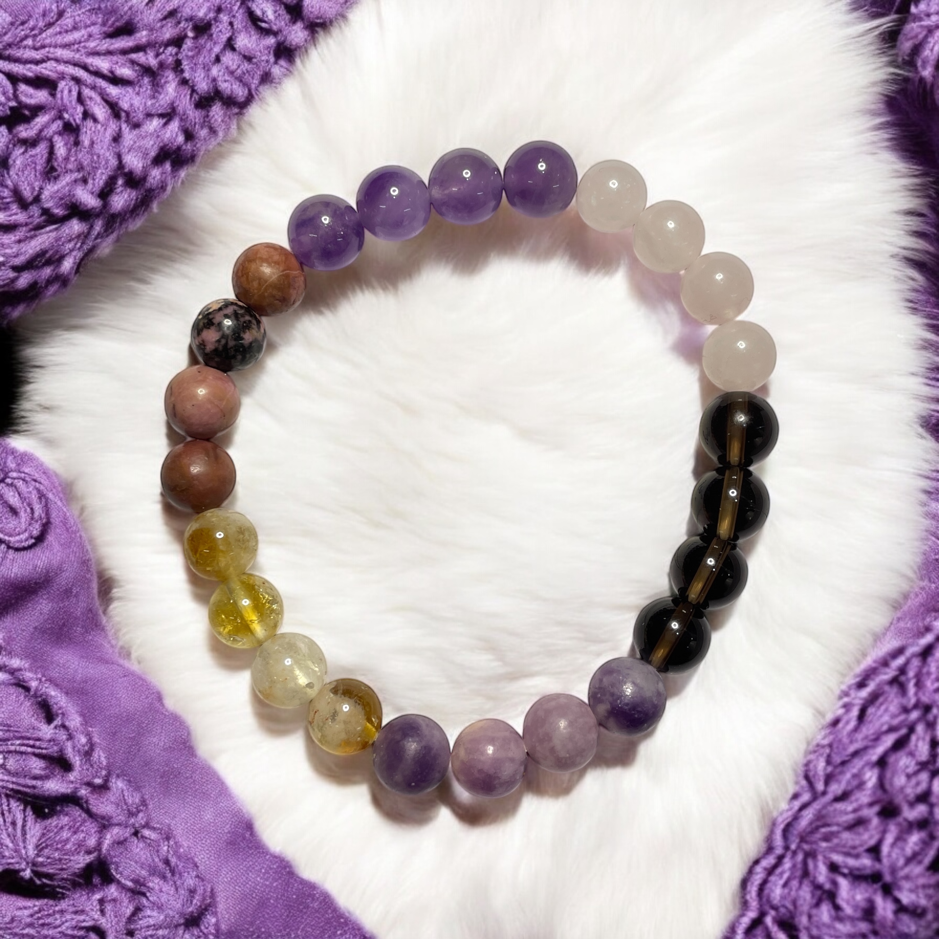 For Loneliness Remedies & Intentions Bracelet Natural Made With Original Crystal Stone for Men Women Boy Girl Unisex 8mm Beads Stretchable Brand :- Rocksmins
