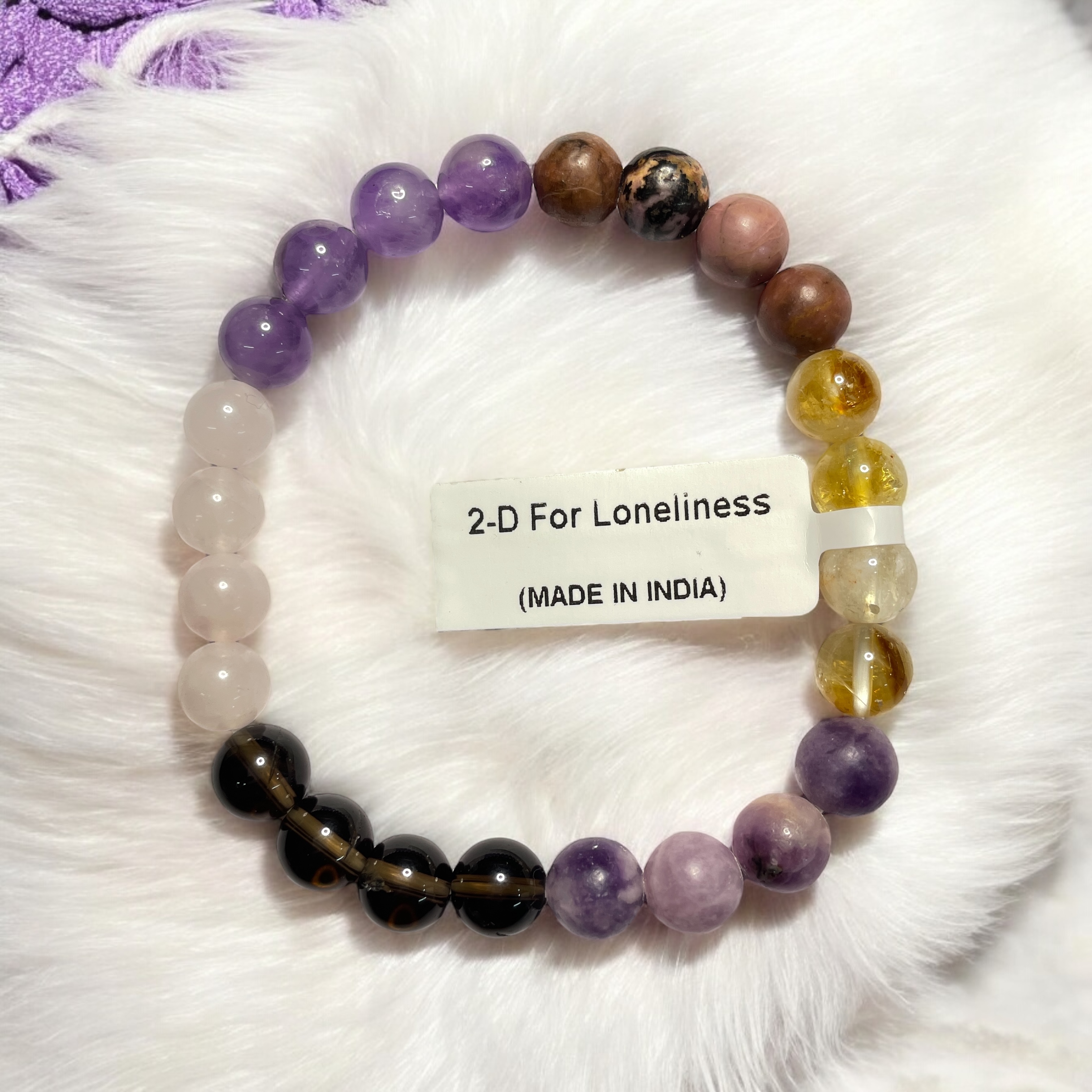 For Loneliness Remedies & Intentions Bracelet Natural Made With Original Crystal Stone for Men Women Boy Girl Unisex 8mm Beads Stretchable Brand :- Rocksmins