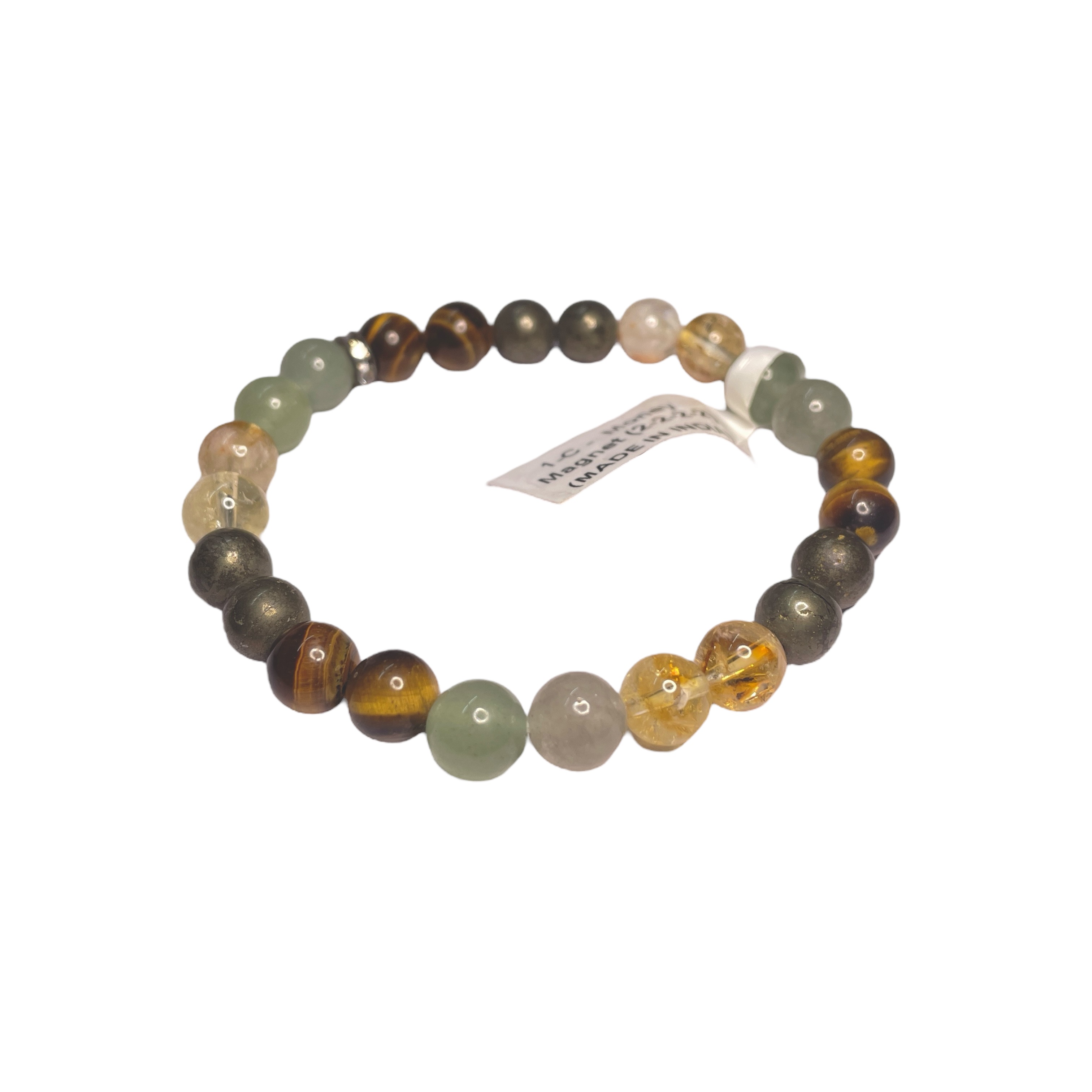 1C Money Magnet Bracelet for Business Money Growth Natural Made With Original Crystal Stone for Men Women Boy Girl Unisex 8mm Beads Stretchable Brand :- Rocksmins