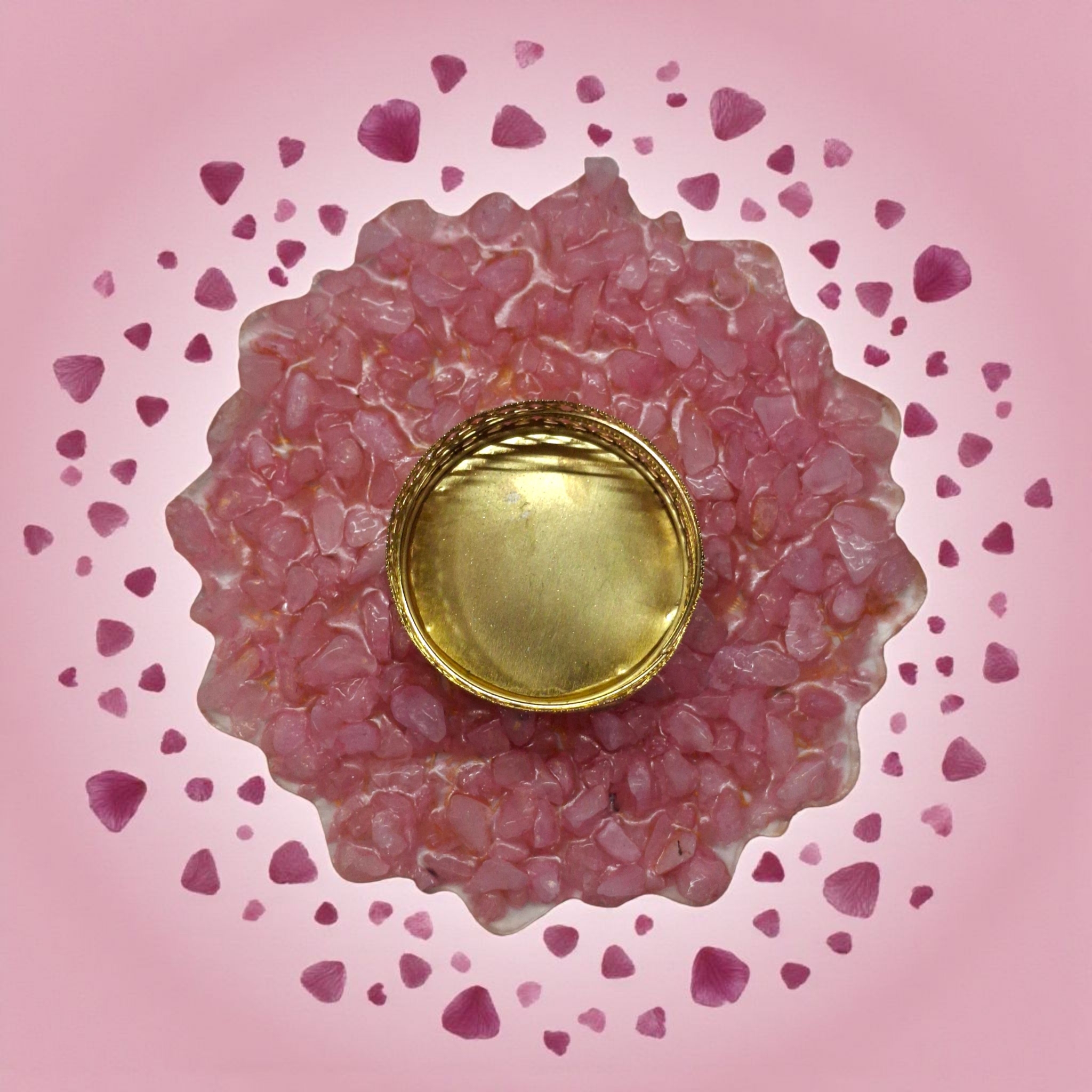 Rose Quartz Crystal Diya Candle Stand