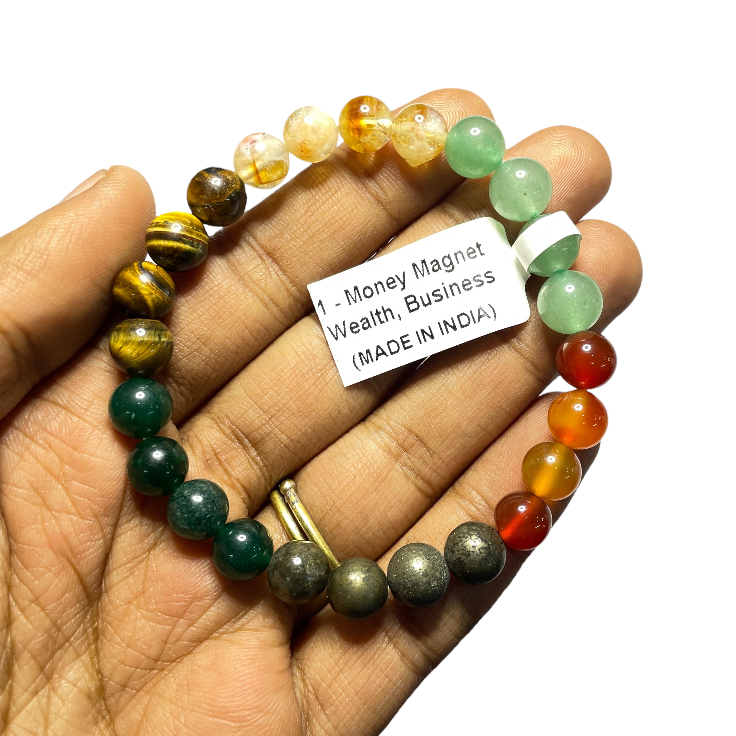 Wealth, Money & Business Remedies & Intentions Bracelet Natural Made With Original Crystal Stone for Men Women Boy Girl Unisex 8mm Beads Stretchable Brand :- Rocksmins