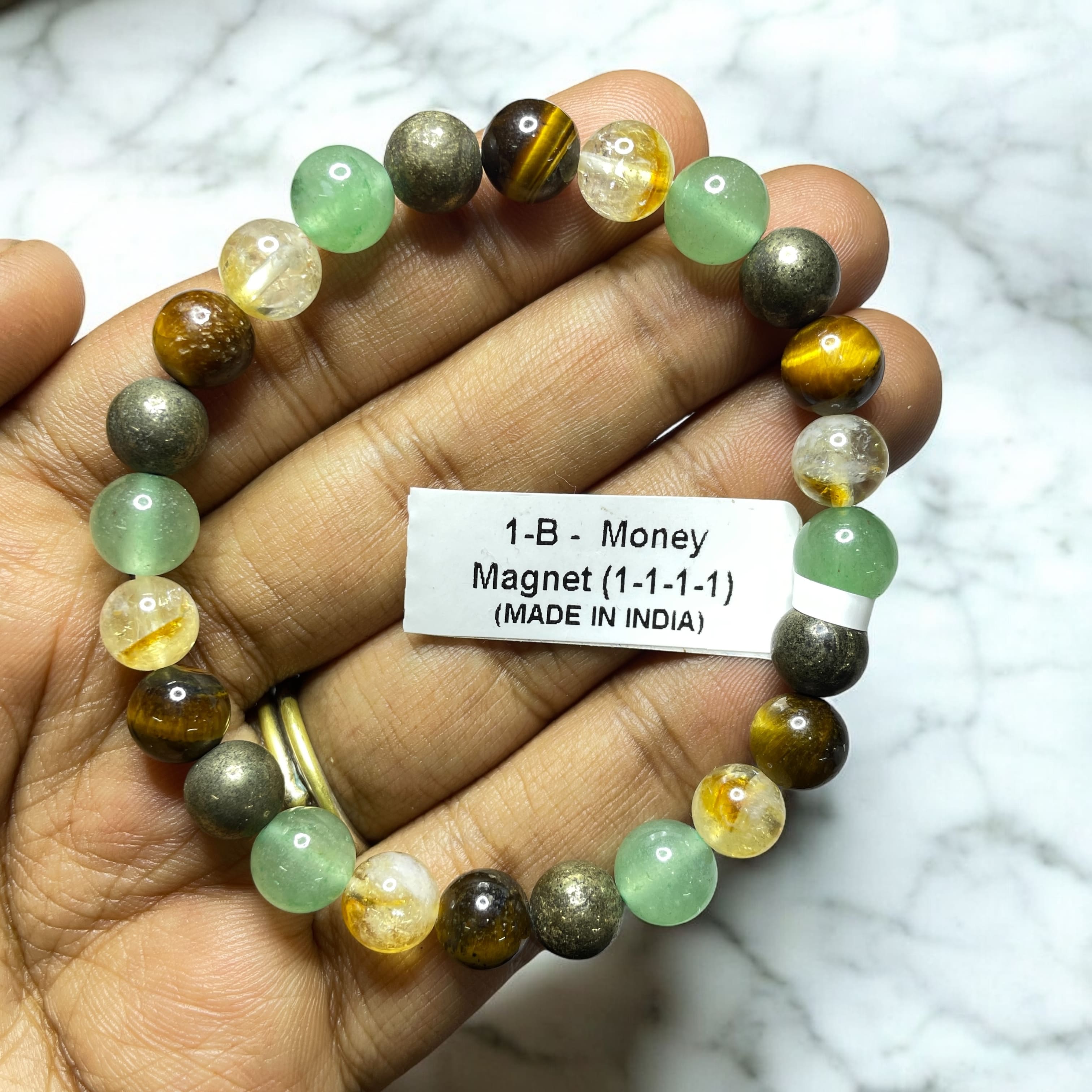 Money Magnet 1-B Remedies & Intentions Bracelet Natural Made With Original Crystal Stone for Men Women Boy Girl Unisex 8mm Beads Stretchable Brand :- Rocksmins