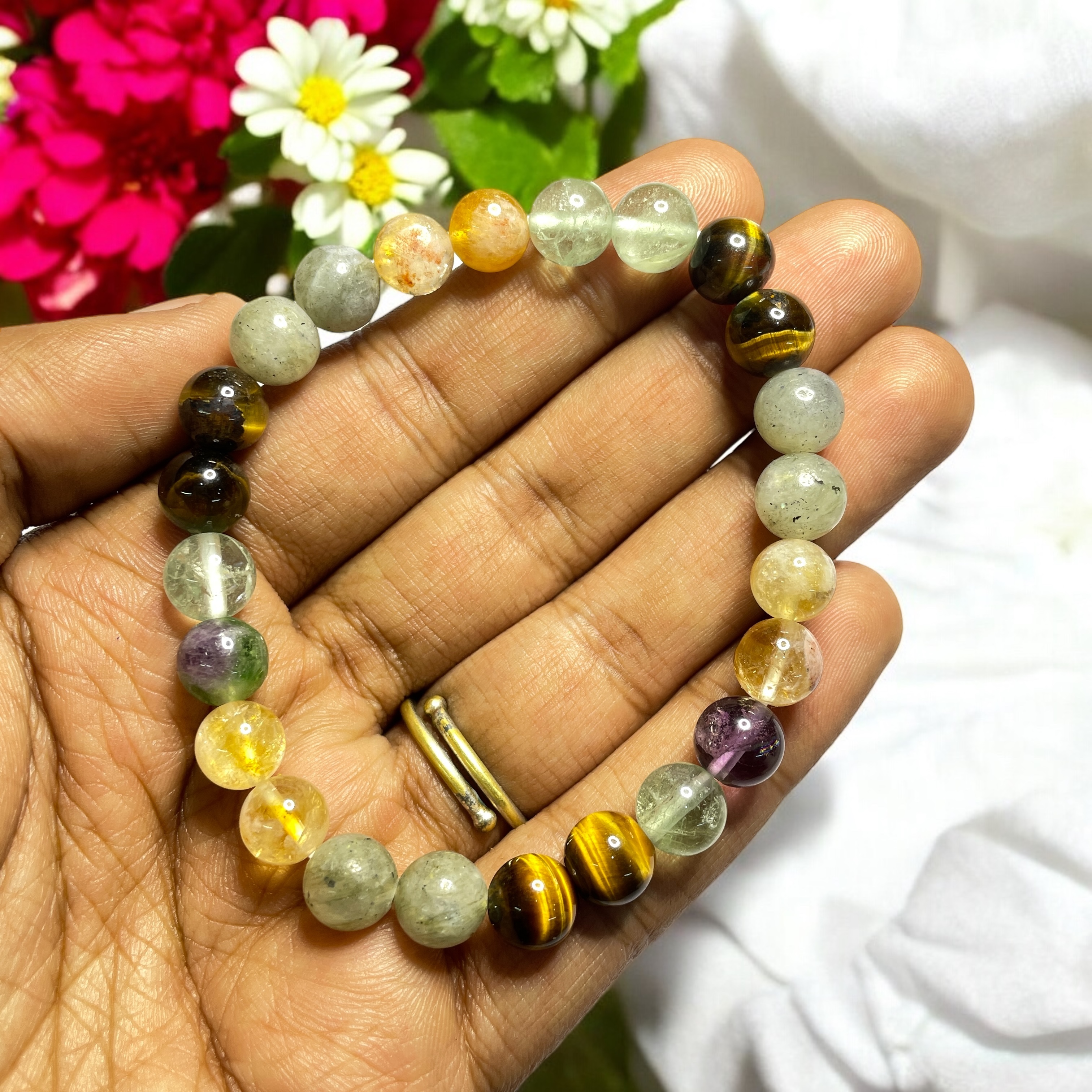 For Leadership (Advance) Remedies & Intentions Bracelet Natural Made With Original Crystal Stone for Men Women Boy Girl Unisex 8mm Beads Stretchable Brand :- Rocksmins