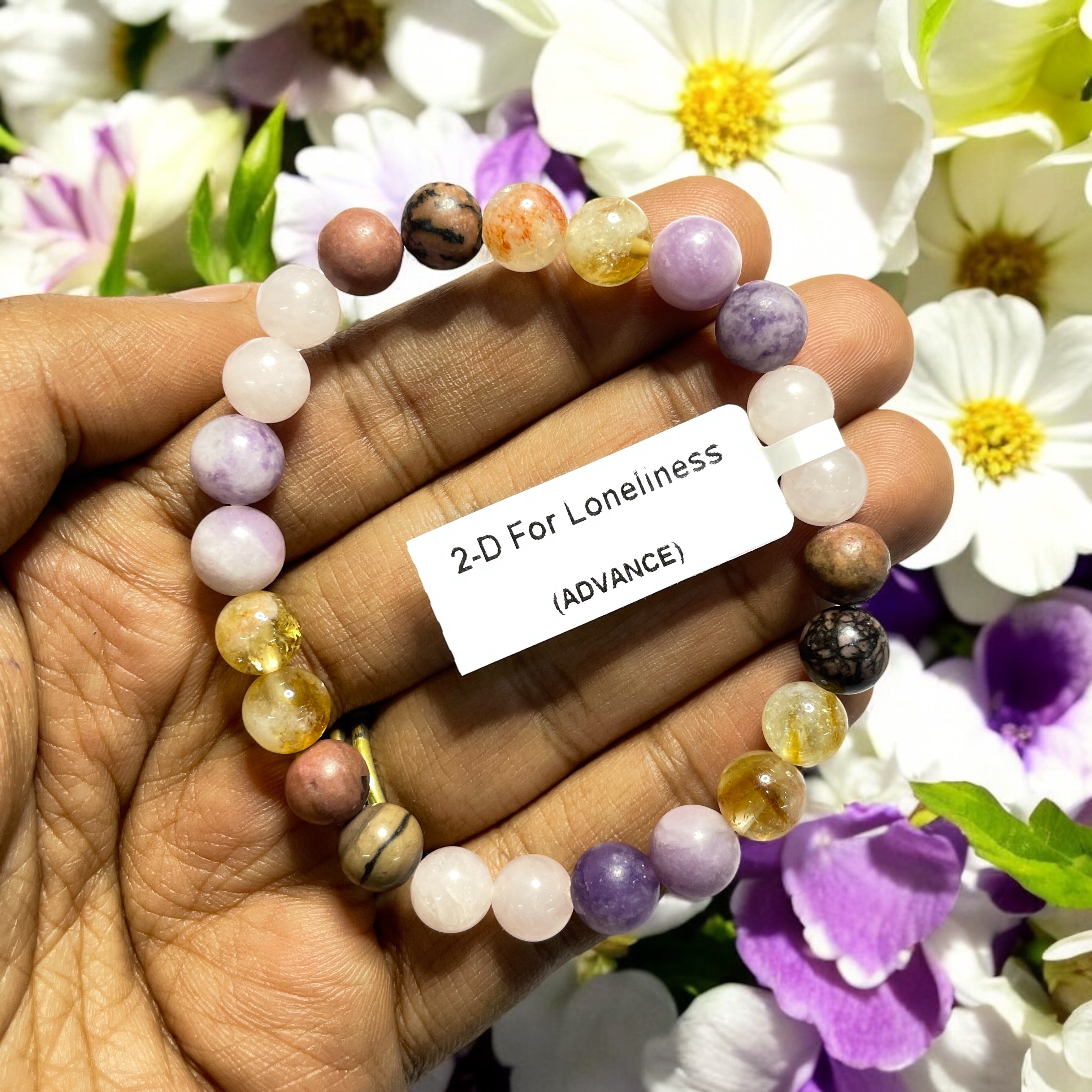 For Loneliness (Advance) Remedies & Intentions Bracelet Natural Made With Original Crystal Stone for Men Women Boy Girl Unisex 8mm Beads Stretchable Brand :- Rocksmins