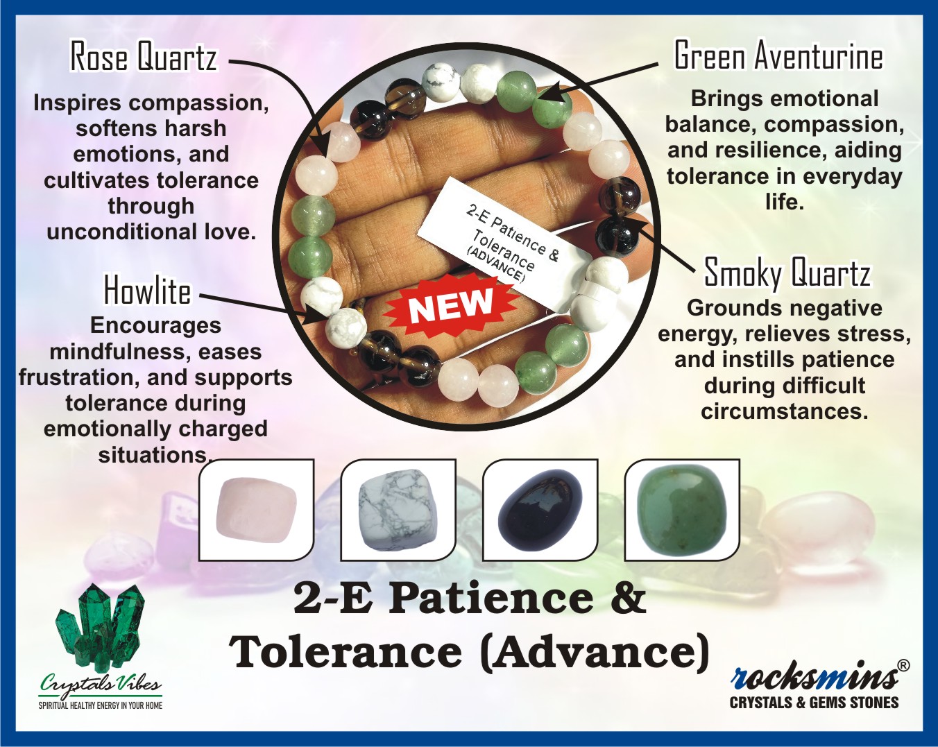 Patience & Tolerance (Advance) Remedies & Intentions Bracelet Natural Made With Original Crystal Stone for Men Women Boy Girl Unisex 8mm Beads Stretchable Brand :- Rocksmins