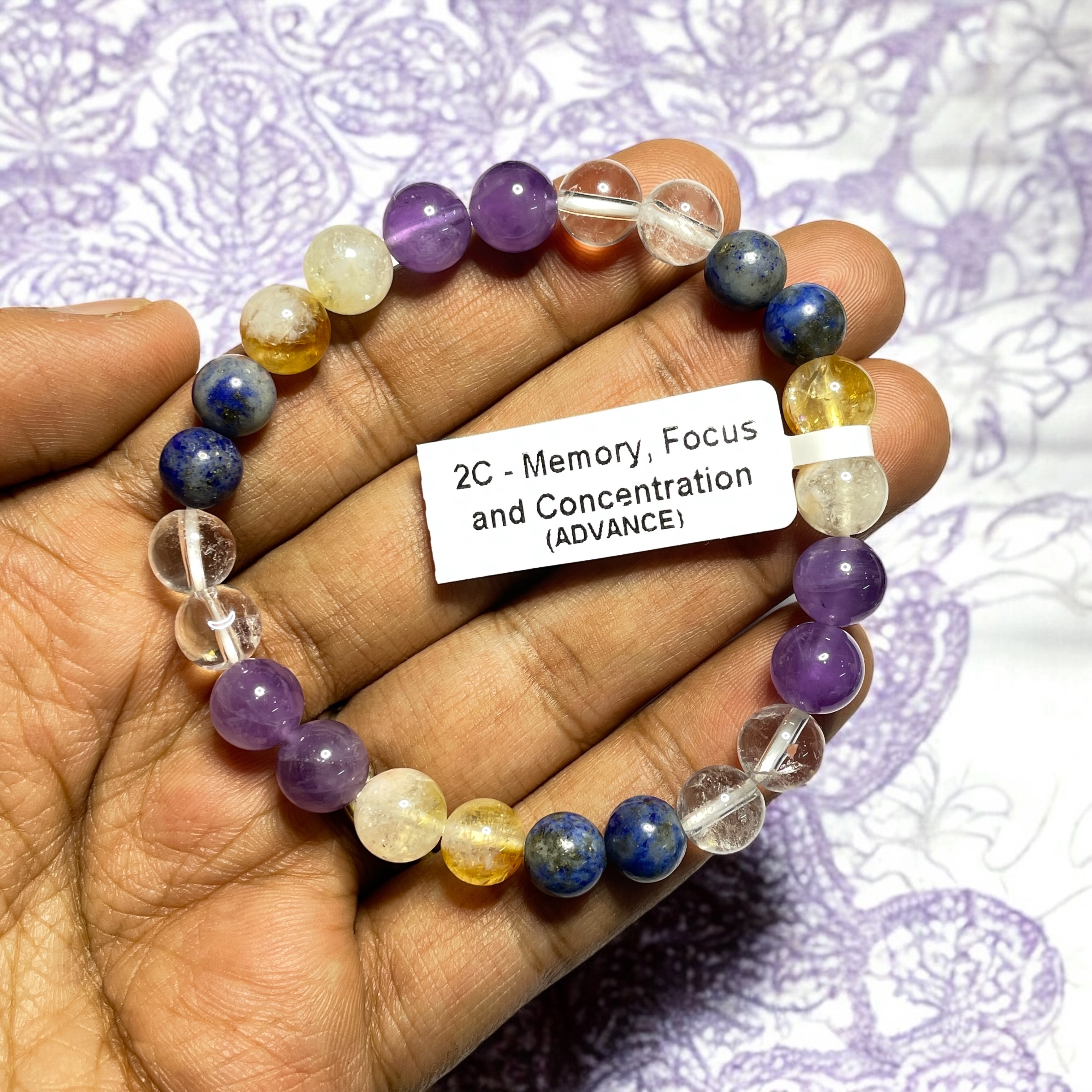 memory, focus and concentration (Advance) Remedies & Intentions Bracelet Natural Made With Original Crystal Stone for Men Women Boy Girl Unisex 8mm Beads Stretchable Brand :- Rocksmins