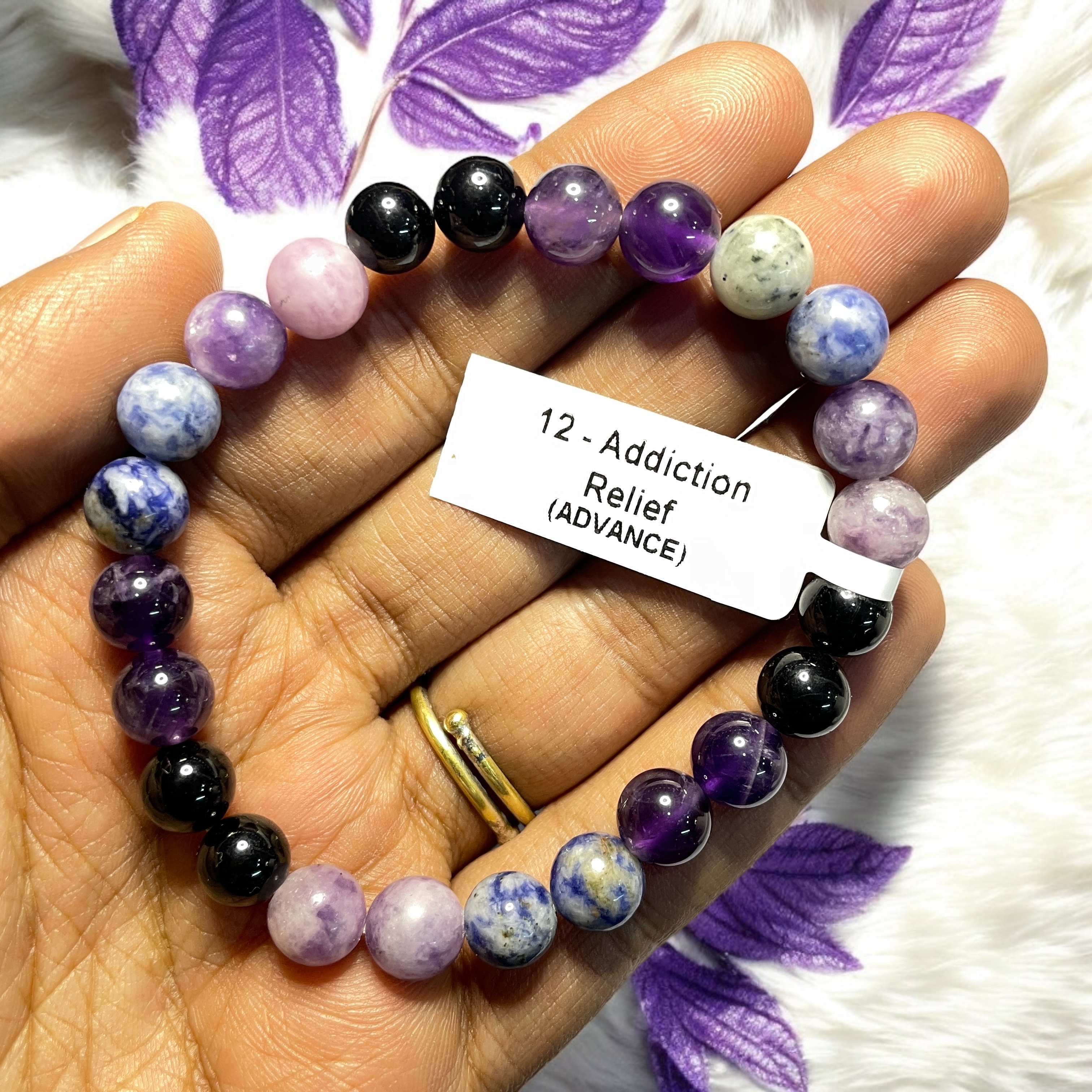 Addiction (Advance) Remedies & Intentions Bracelet Natural Made With Original Crystal Stone for Men Women Boy Girl Unisex 8mm Beads Stretchable Brand :- Rocksmins