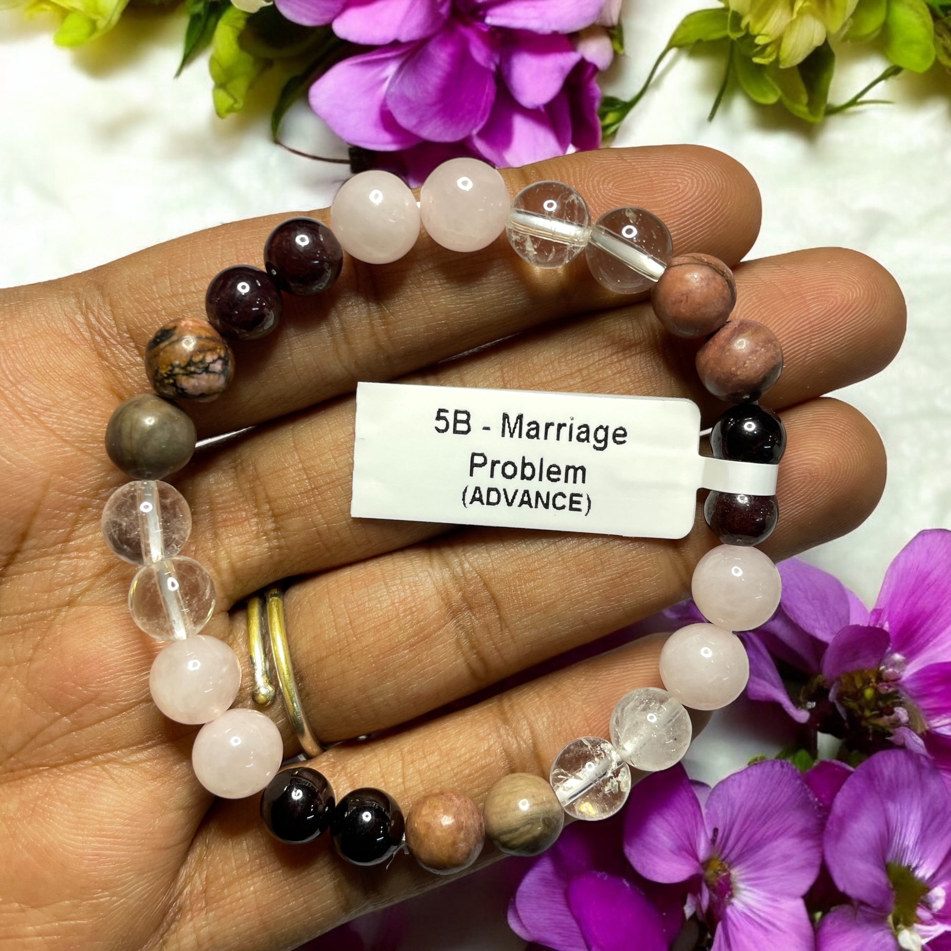 Marriage Problem & Desired Love (Advance) Remedies & Intentions Bracelet Natural Made With Original Crystal Stone for Men Women Boy Girl Unisex 8mm Beads Stretchable Brand :- Rocksmins