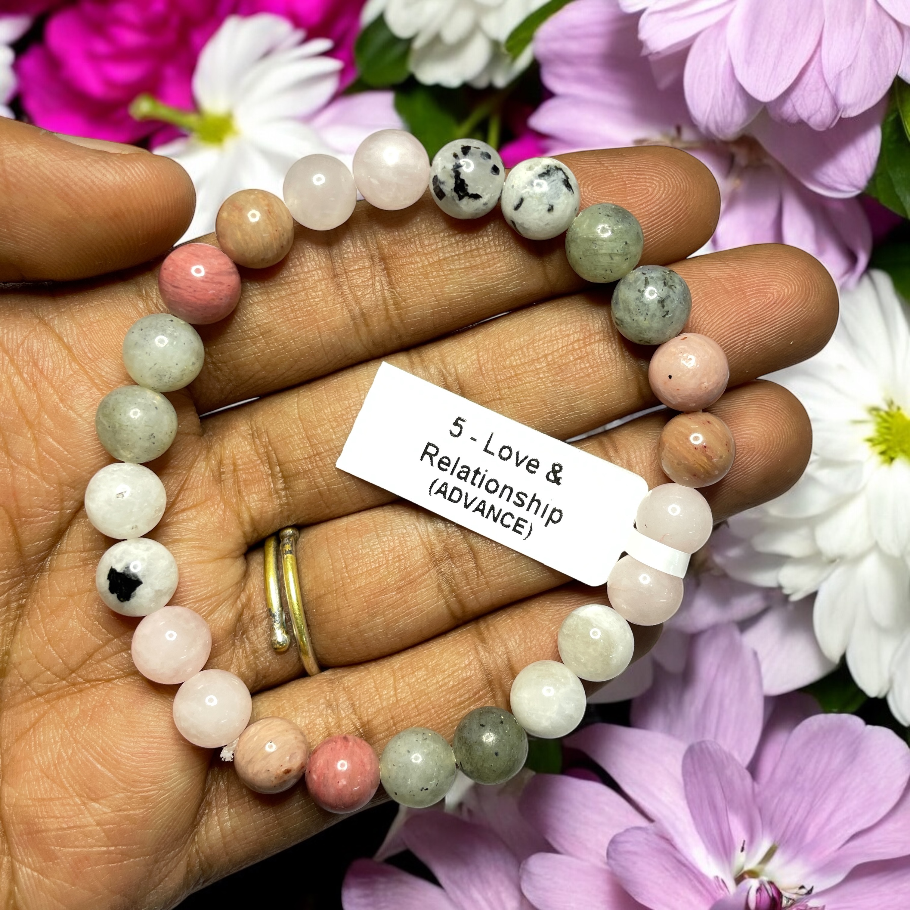 Love & Relationship (Advance) Remedies & Intentions Bracelet Natural Made With Original Crystal Stone for Men Women Boy Girl Unisex 8mm Beads Stretchable Brand :- Rocksmins