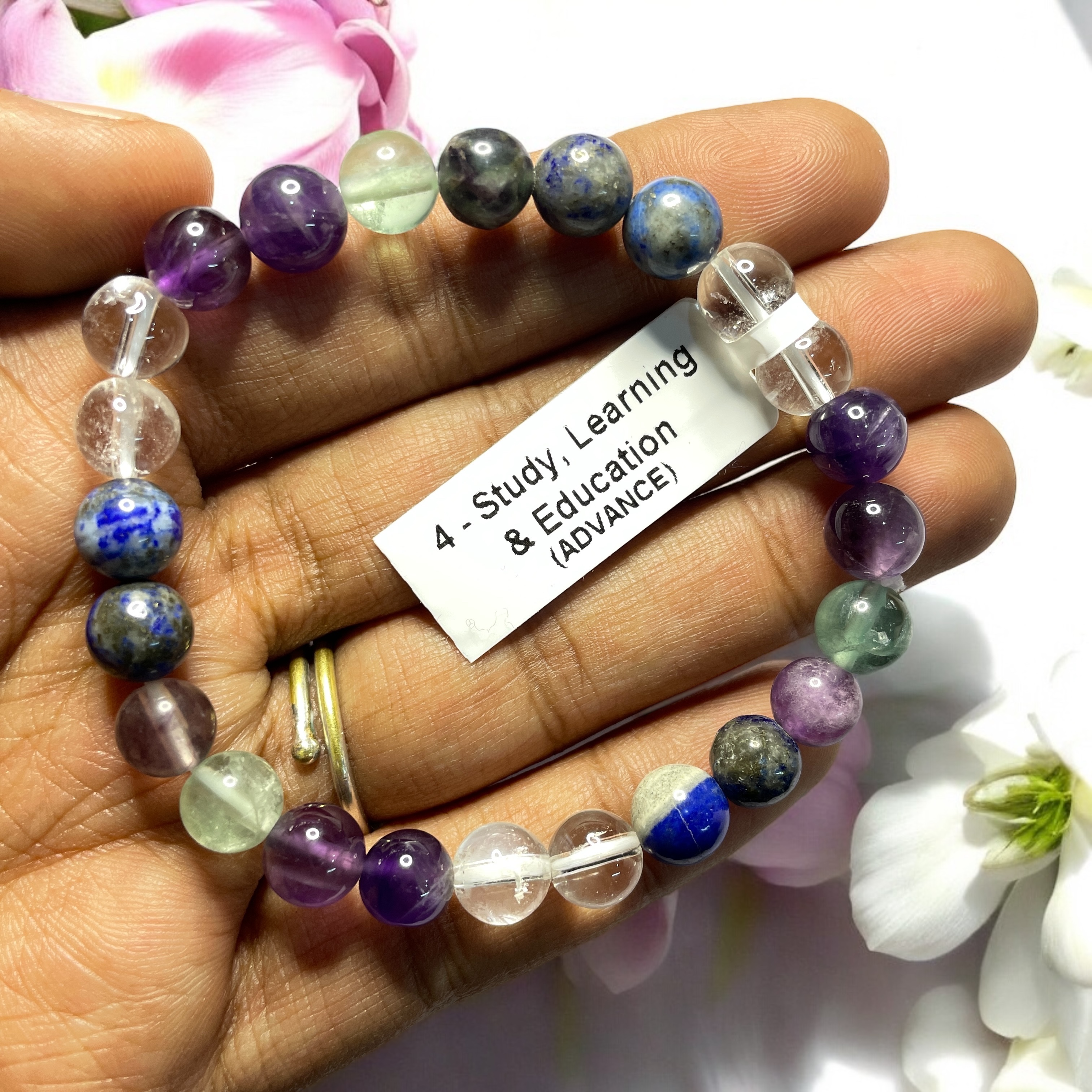 Study, Learning & Education (Advance) Remedies & Intentions Bracelet Natural Made With Original Crystal Stone for Men Women Boy Girl Unisex 8mm Beads Stretchable Brand :- Rocksmins