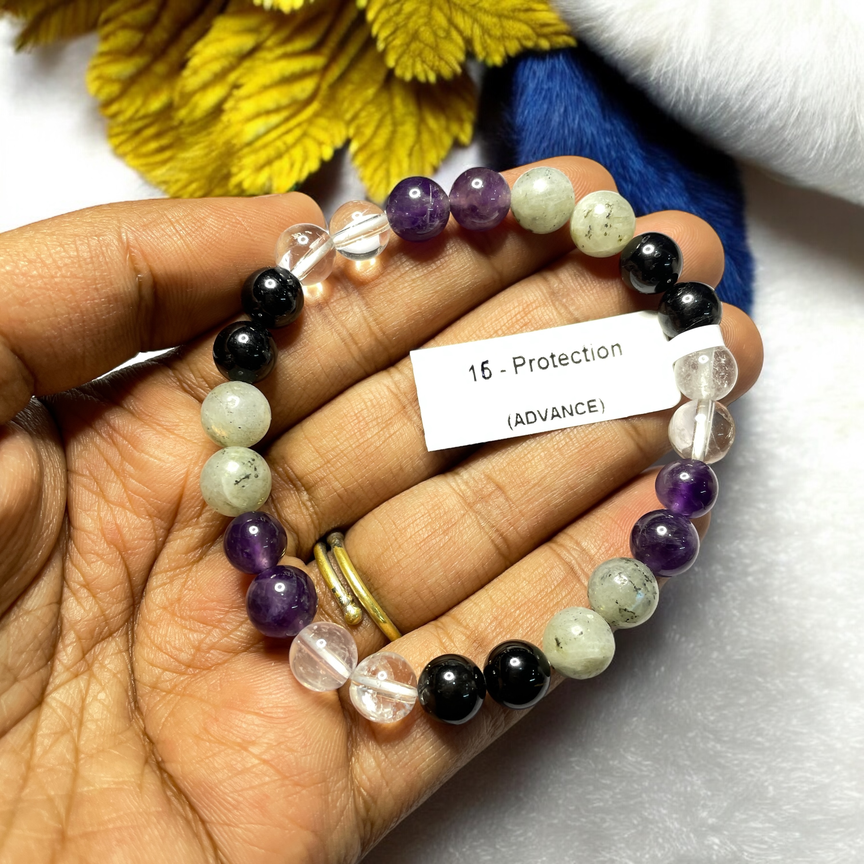 Protection (Advance) Remedies & Intentions Bracelet Natural Made With Original Crystal Stone for Men Women Boy Girl Unisex 8mm Beads Stretchable Brand :- Rocksmins
