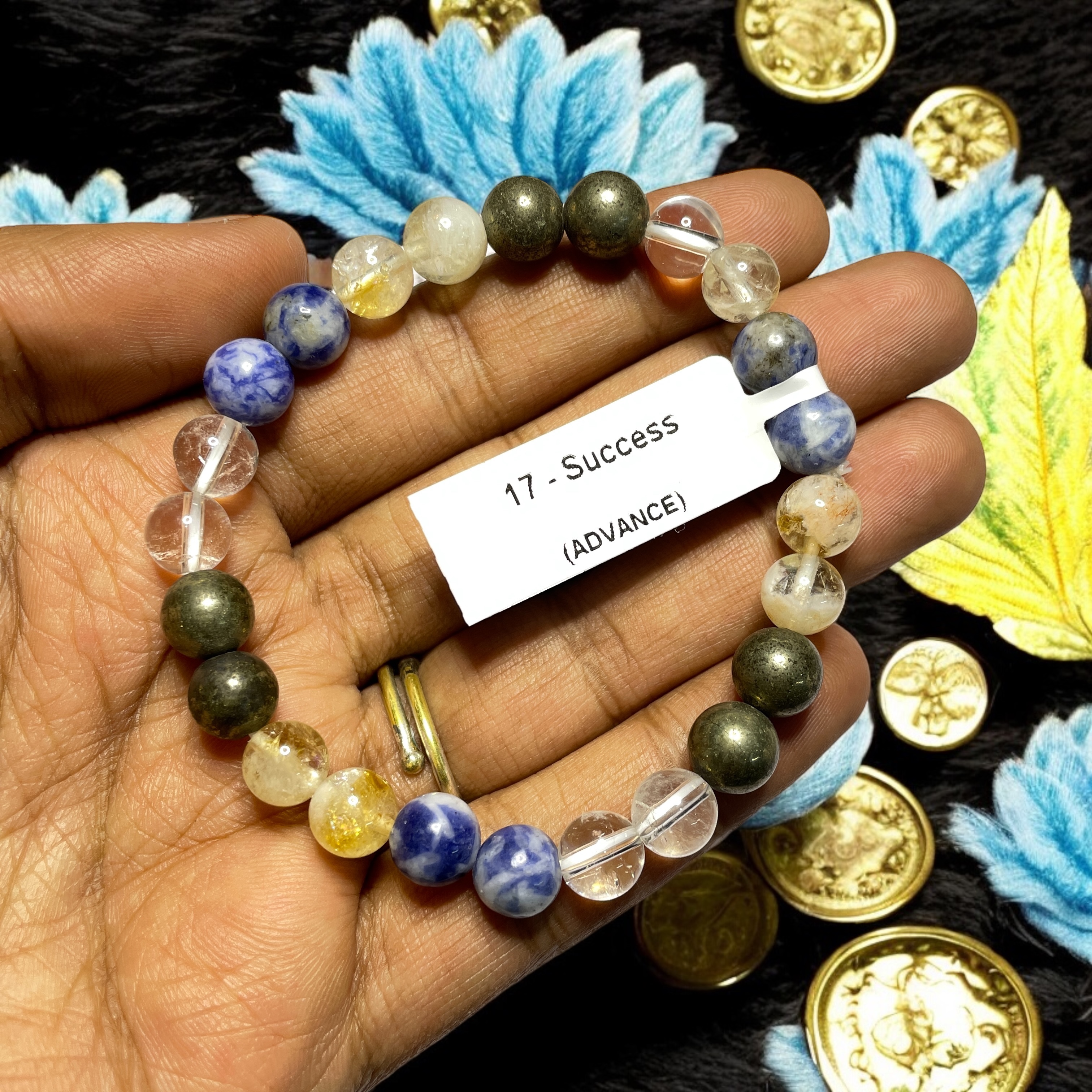 Success (Advance) Remedies & Intentions Bracelet Natural Made With Original Crystal Stone for Men Women Boy Girl Unisex 8mm Beads Stretchable Brand :- Rocksmins