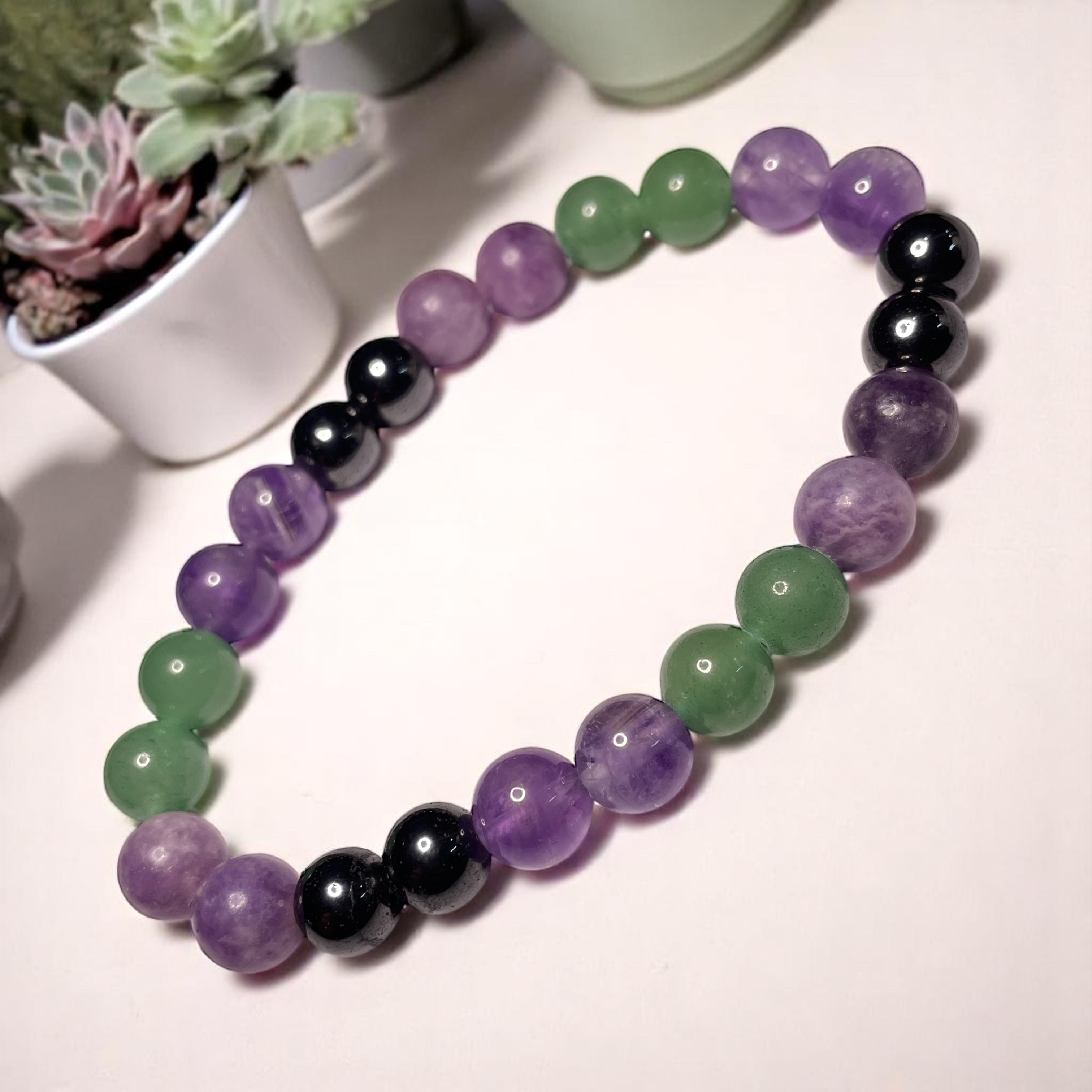 Blood Pressure & Diabities (BP & Sugar) (Advance) Bracelet Natural Original Crystal Certified Real Stone Stylish for Men Women Boy Girl Unisex 8mm Beads Stretchable Brand : Rocksmins