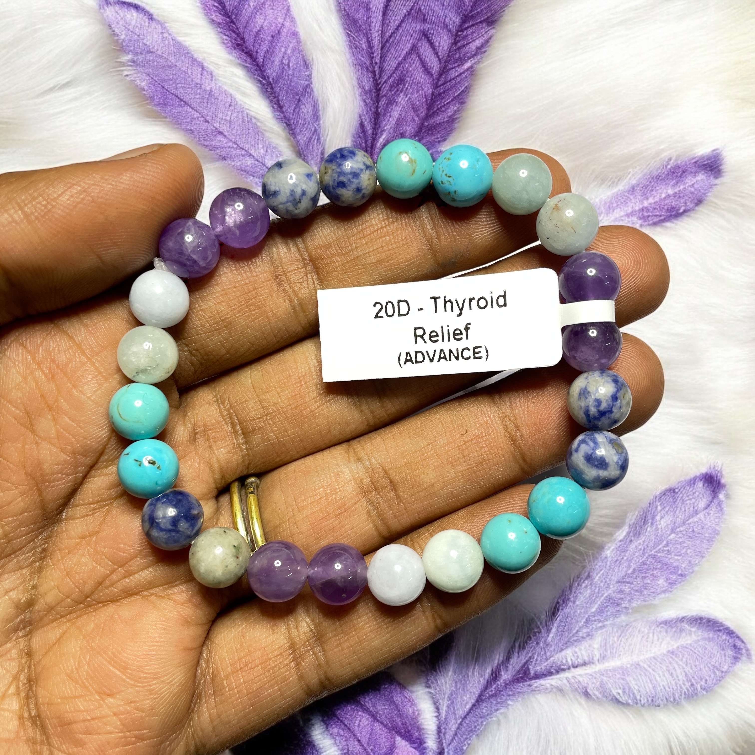 Thyroid (Advance) Remedies & Intentions Bracelet Natural Made With Original Crystal Stone for Men Women Boy Girl Unisex 8mm Beads Stretchable Brand :- Rocksmins