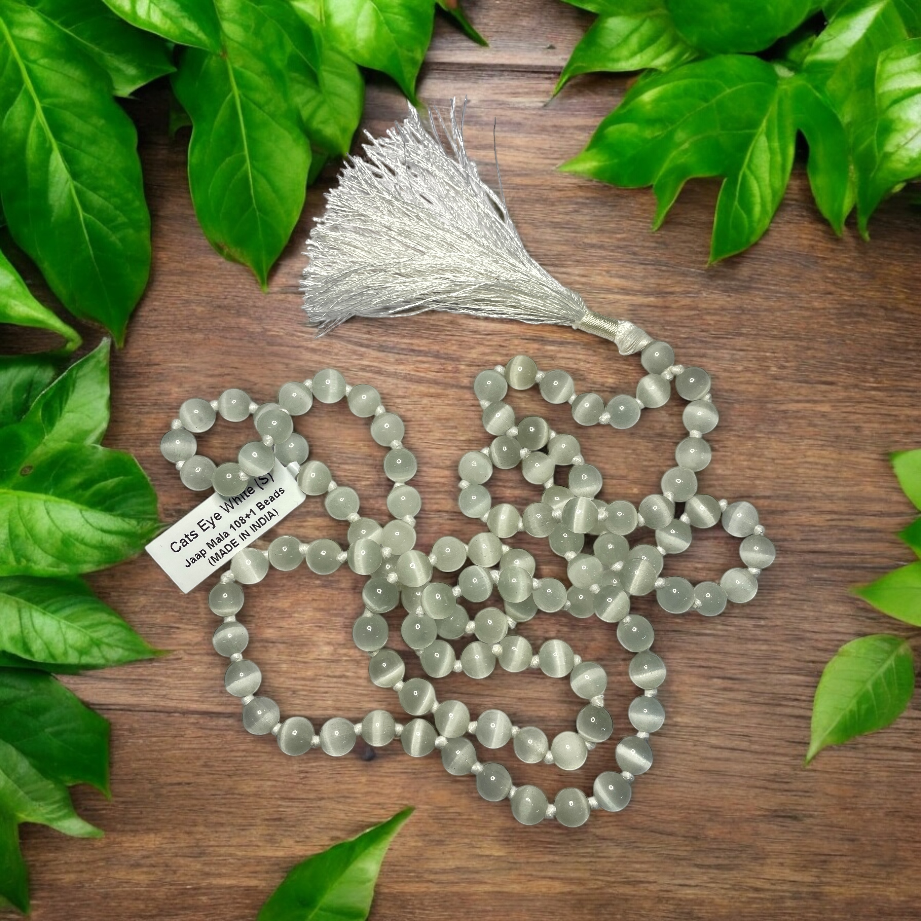 cats-eye-white-crystal-jaap-mala---1081-beads-8-mm-beads-for-pooja-astrology-for-wearing-in-neckholding-for-men-women-boys-girls