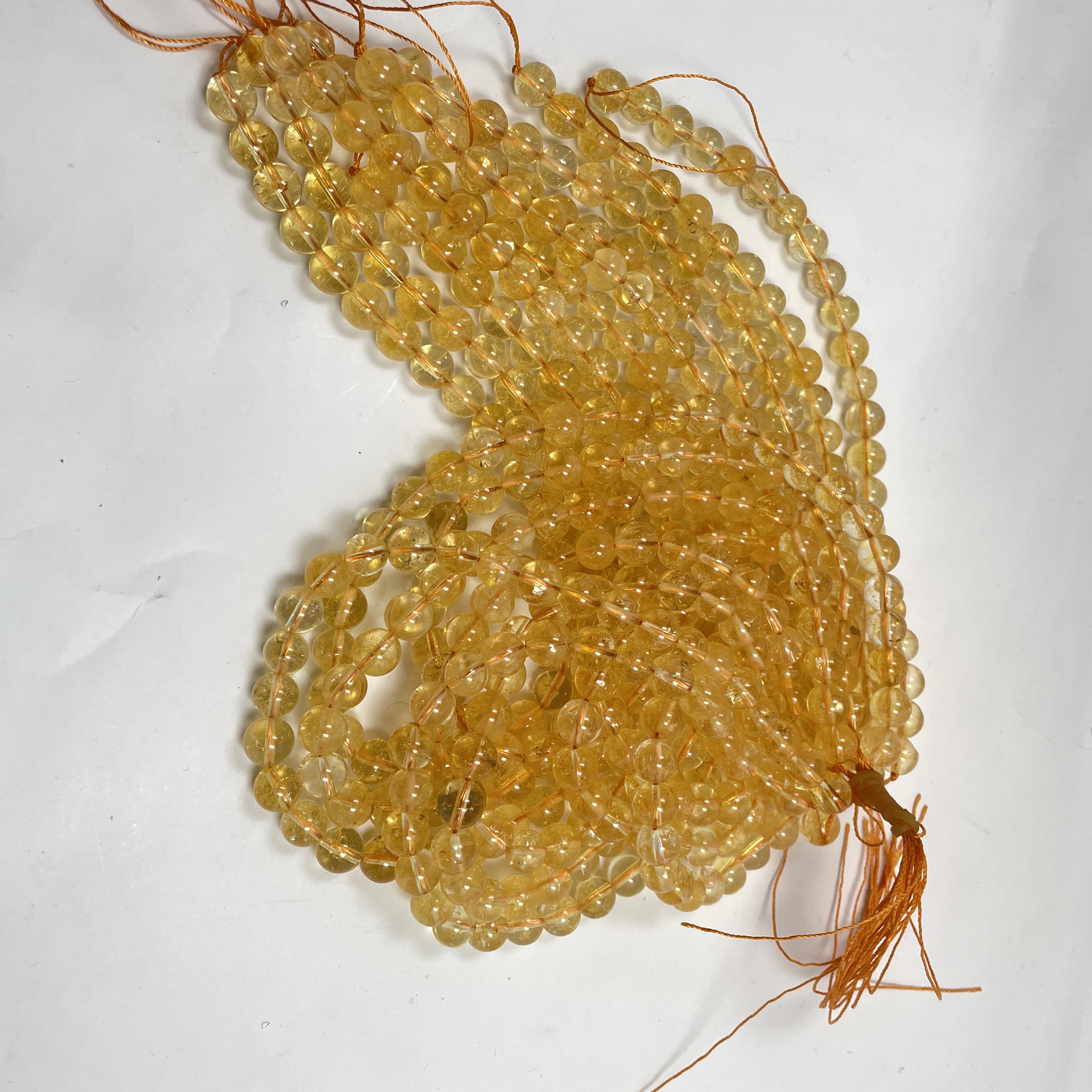 Citrine Crystal Jaap Mala - 108+1 Beads 8 mm Beads for Pooja, Astrology for Wearing in Neck/Holding for Men Women Boys Girls