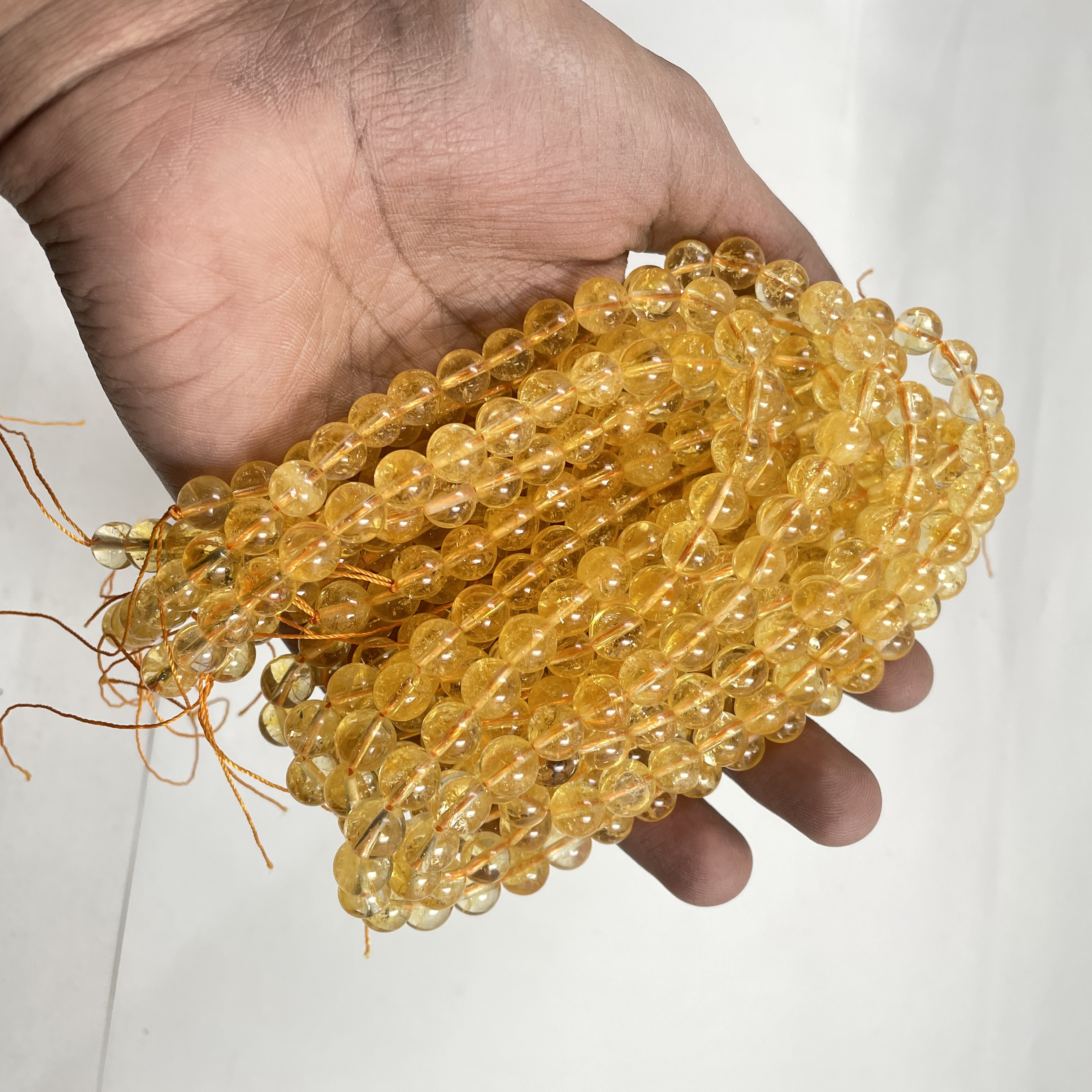 Citrine Crystal Jaap Mala - 108+1 Beads 8 mm Beads for Pooja, Astrology for Wearing in Neck/Holding for Men Women Boys Girls