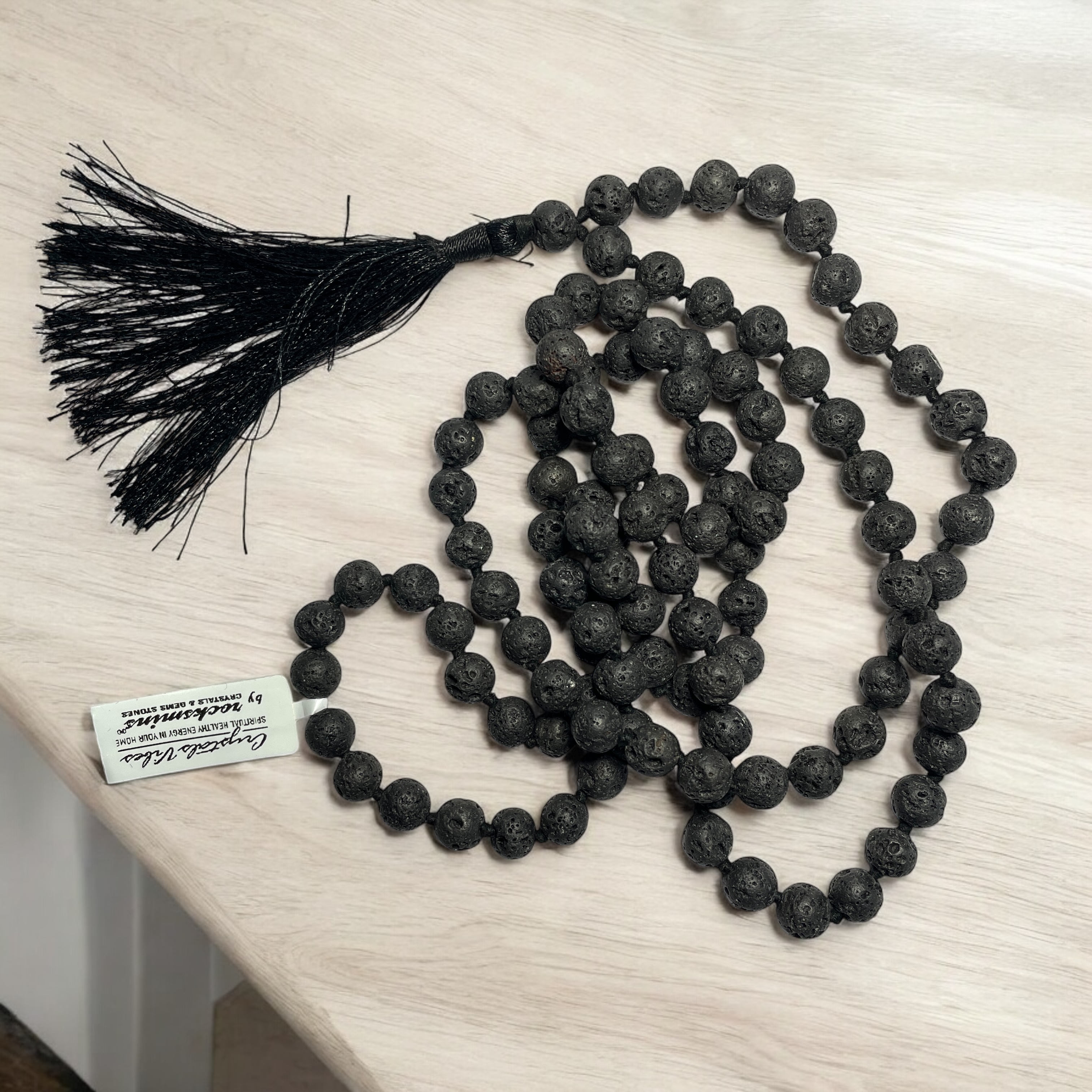 Lava Stone Crystal Jaap Mala - 108+1 Beads 8 mm Beads for Pooja, Astrology for Wearing in Neck/Holding for Men Women Boys Girls