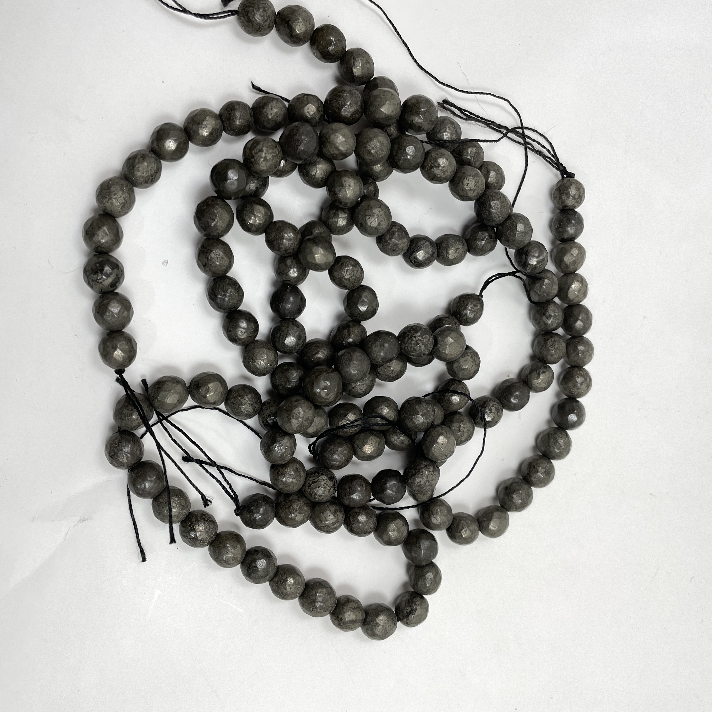 Pyrite Diamond Cut Jaap Mala - 108+1 Beads 8 mm Beads for Pooja, Astrology for Wearing in Neck/Holding for Men Women Boys Girls