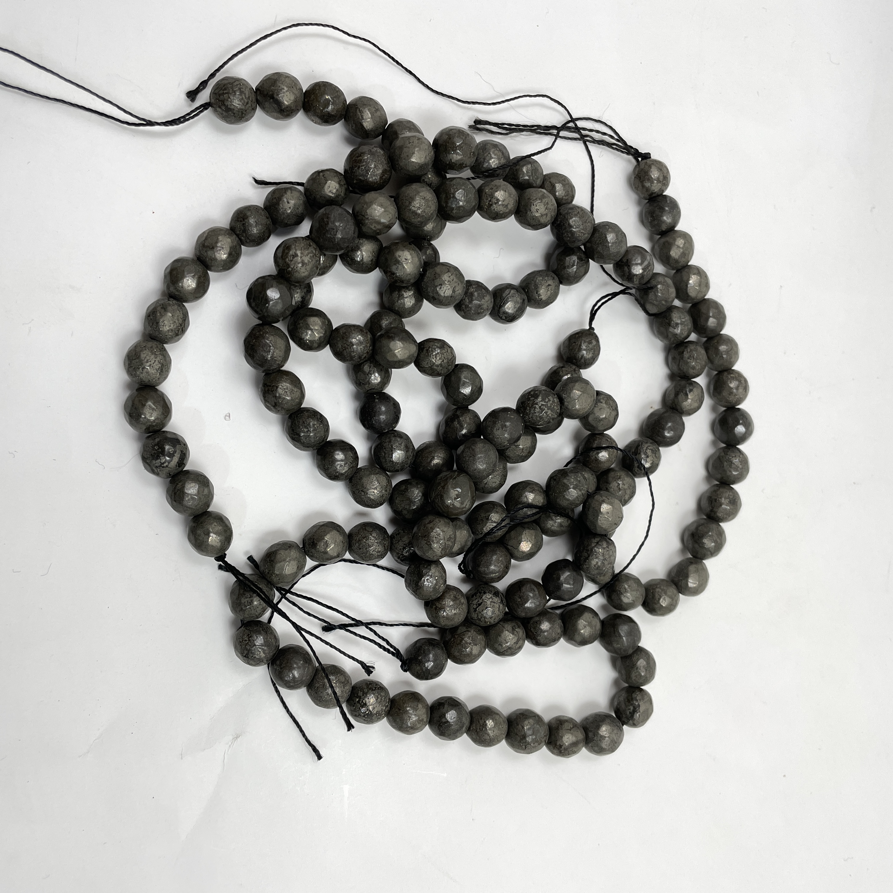 Pyrite Diamond Cut Jaap Mala - 108+1 Beads 8 mm Beads for Pooja, Astrology for Wearing in Neck/Holding for Men Women Boys Girls