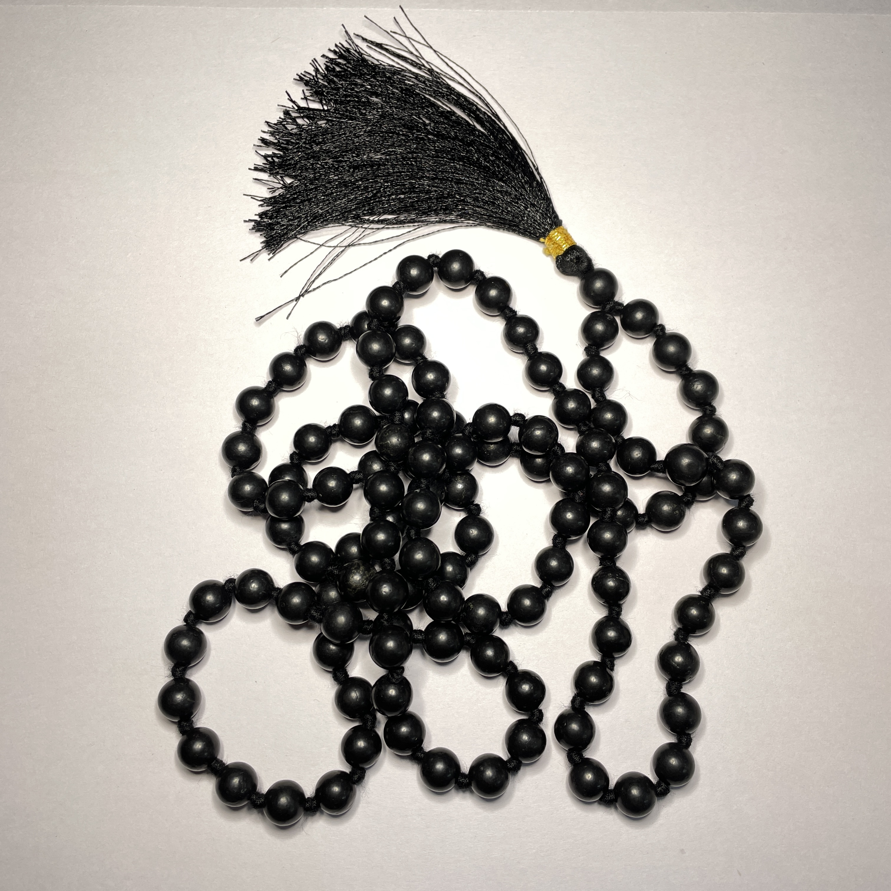 Shungite Jaap Mala - 108+1 Beads 8 mm Beads for Pooja, Astrology for Wearing in Neck/Holding for Men Women Boys Girls