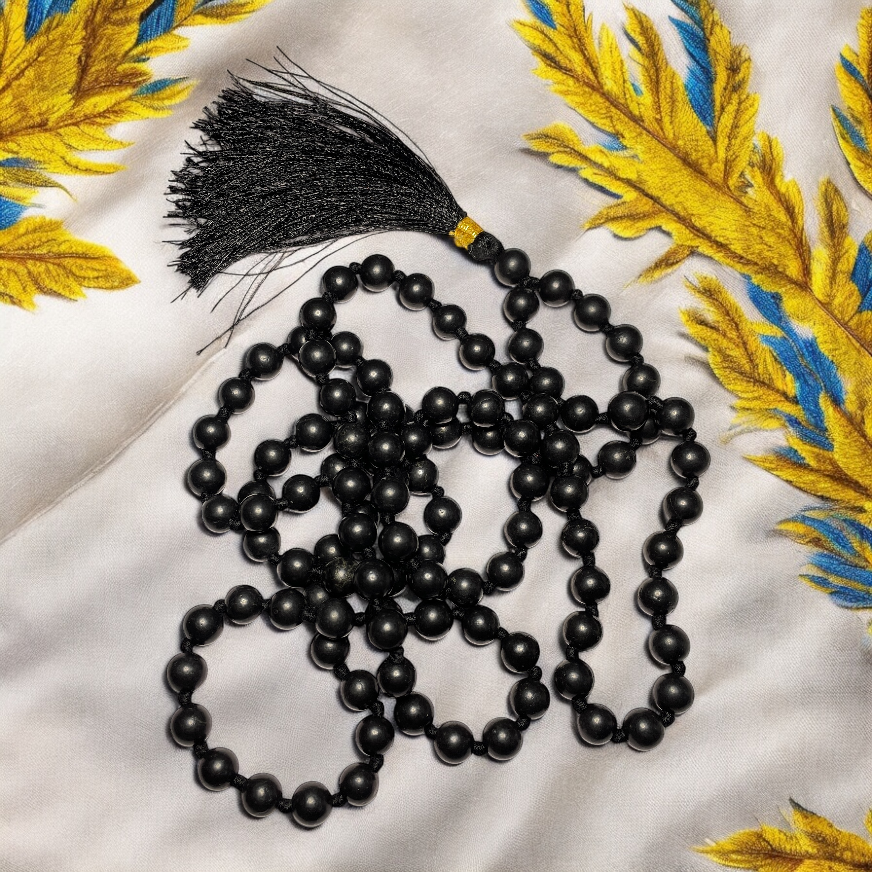 Shungite Jaap Mala - 108+1 Beads 8 mm Beads for Pooja, Astrology for Wearing in Neck/Holding for Men Women Boys Girls