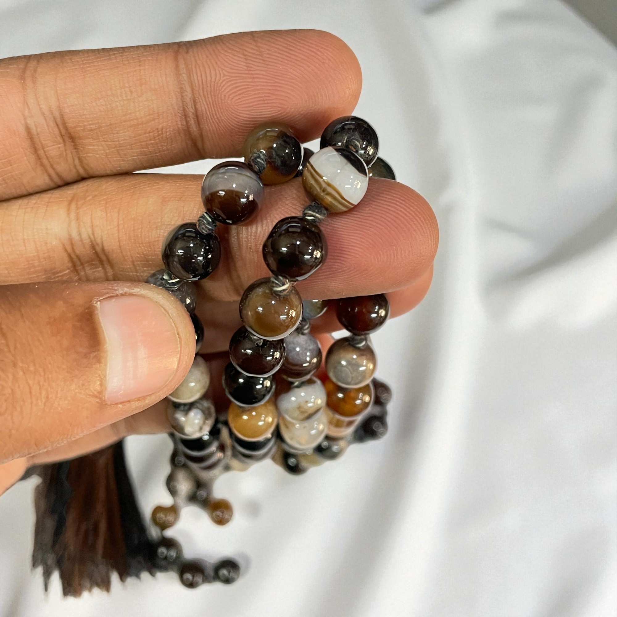 Sulemani Hakik Mala - 108+1 Beads 8 mm Beads for Pooja, Astrology for Wearing in Neck/Holding for Men Women Boys Girls