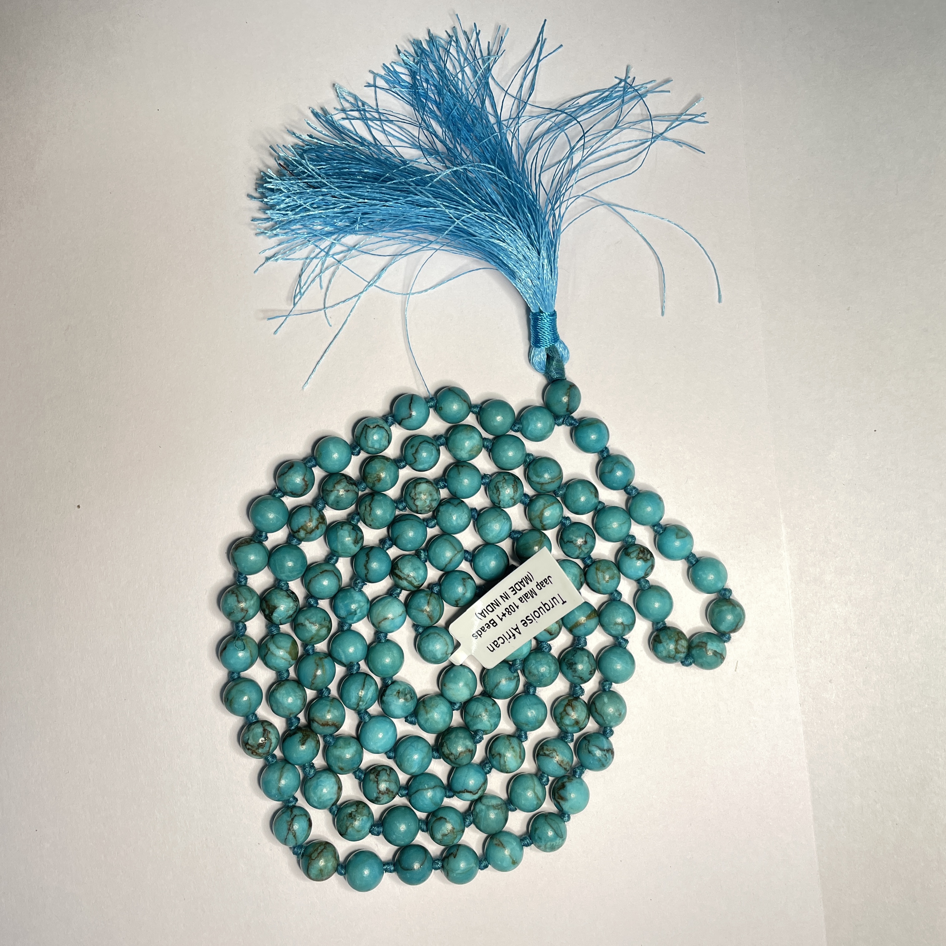 Turquoise African Crystal Mala 108+1 Beads 8 mm Beads for Pooj Astrology for Wearing in Neck/Holding for Men Women Boys Girls