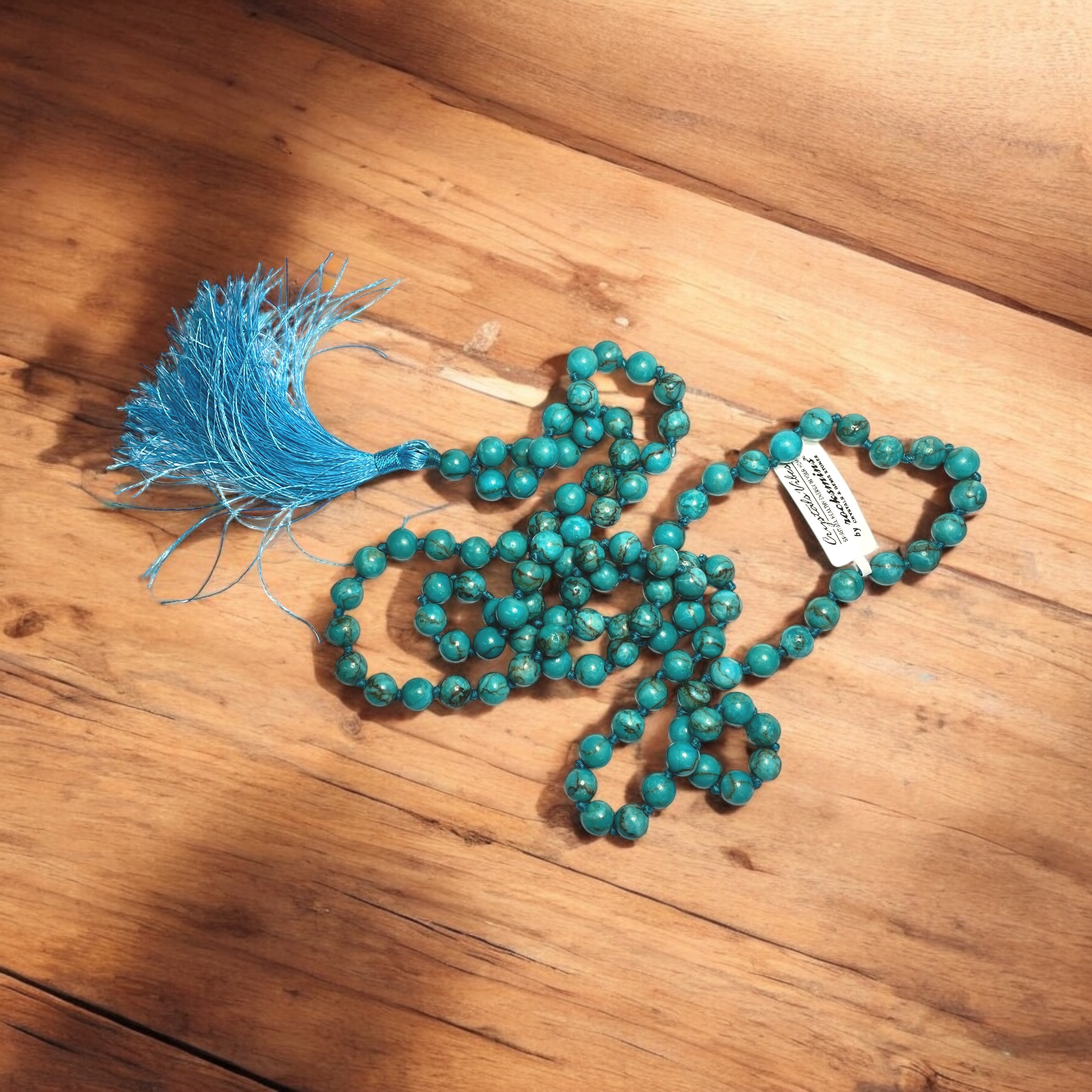 Turquoise African Crystal Mala 108+1 Beads 8 mm Beads for Pooj Astrology for Wearing in Neck/Holding for Men Women Boys Girls