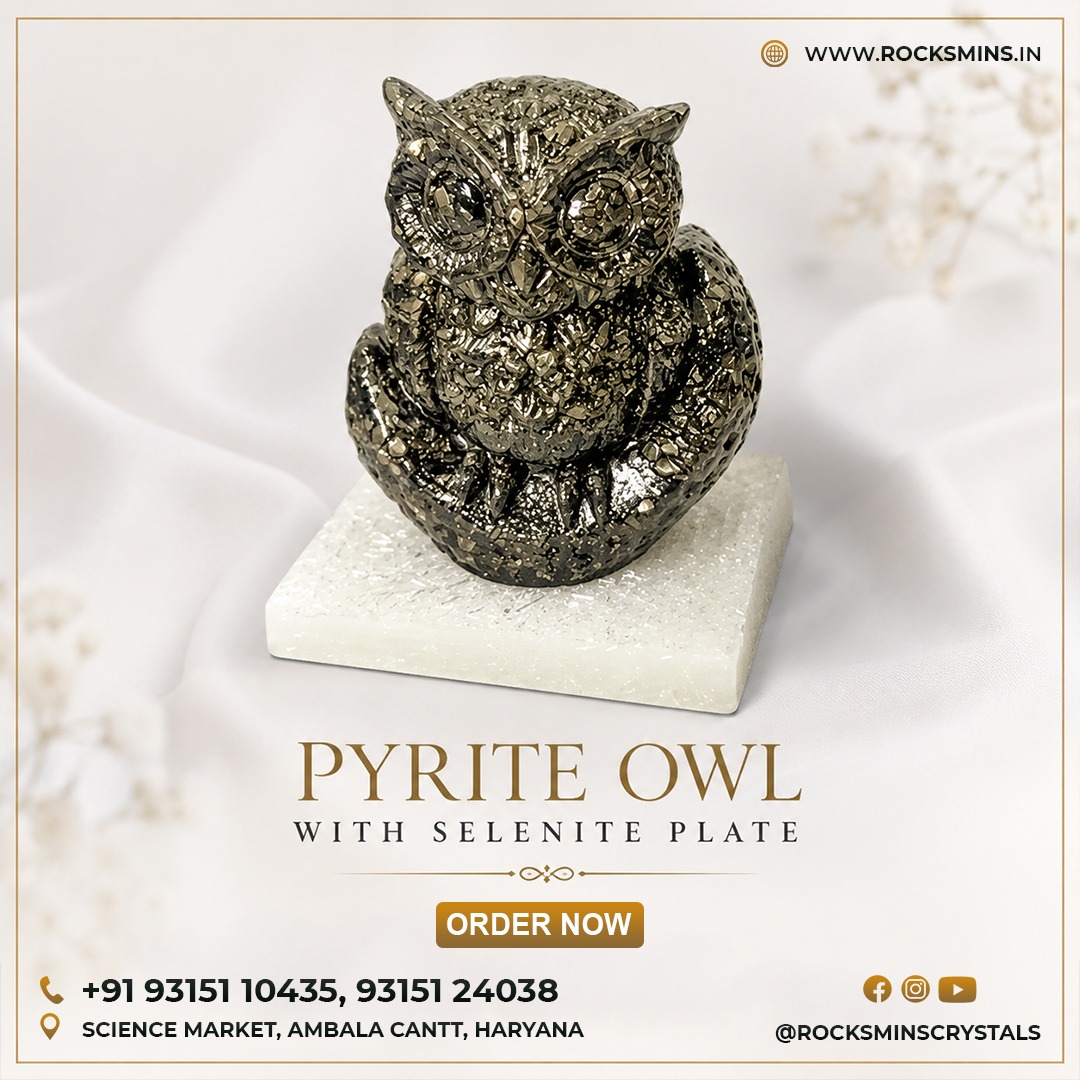 pyrite-owl-450500g-with-selenite-plate--original-natural-crystal-for-prosperity--energy-cleansing
